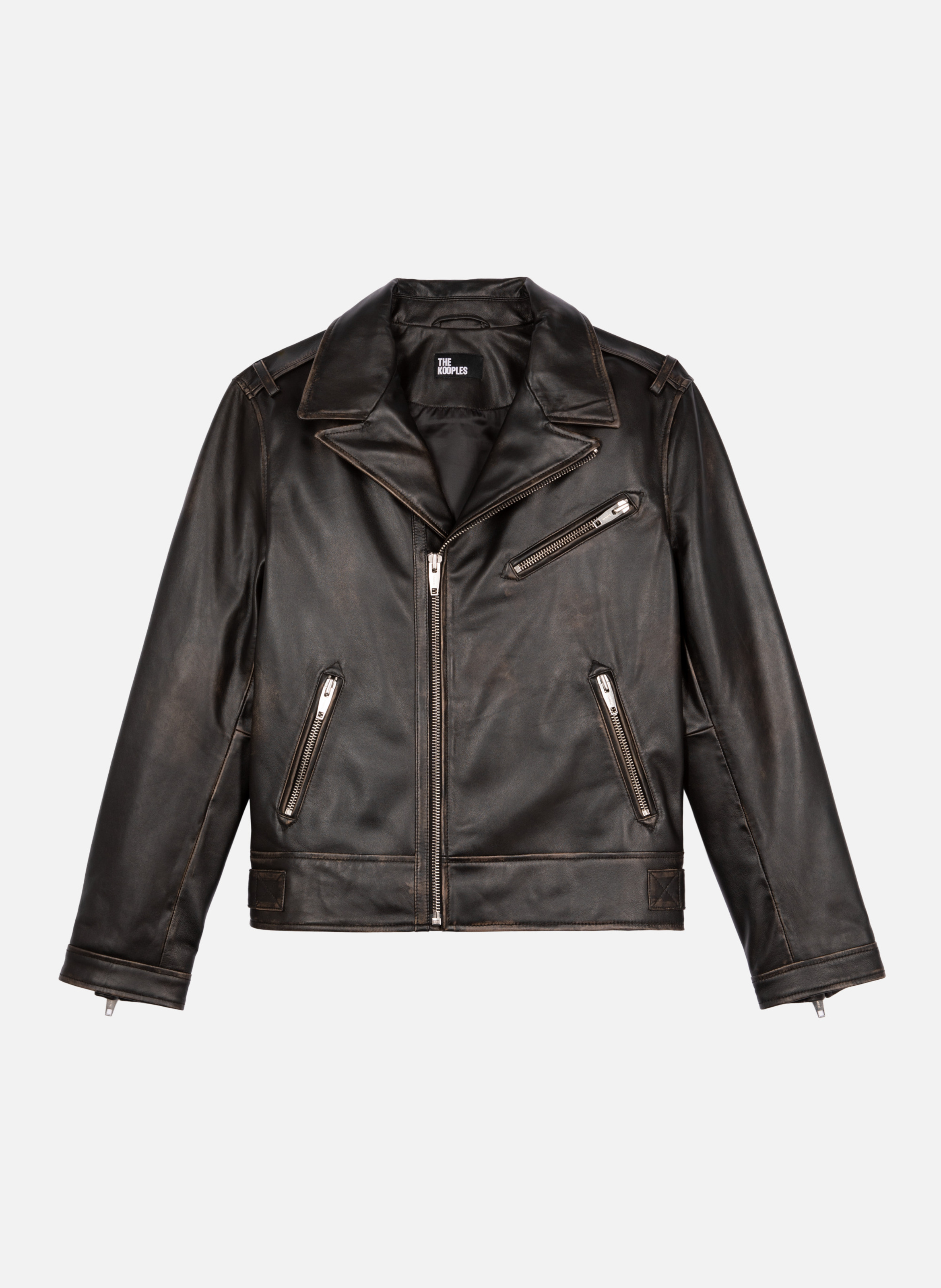 Blouson style biker en cuir THE KOOPLES Noir