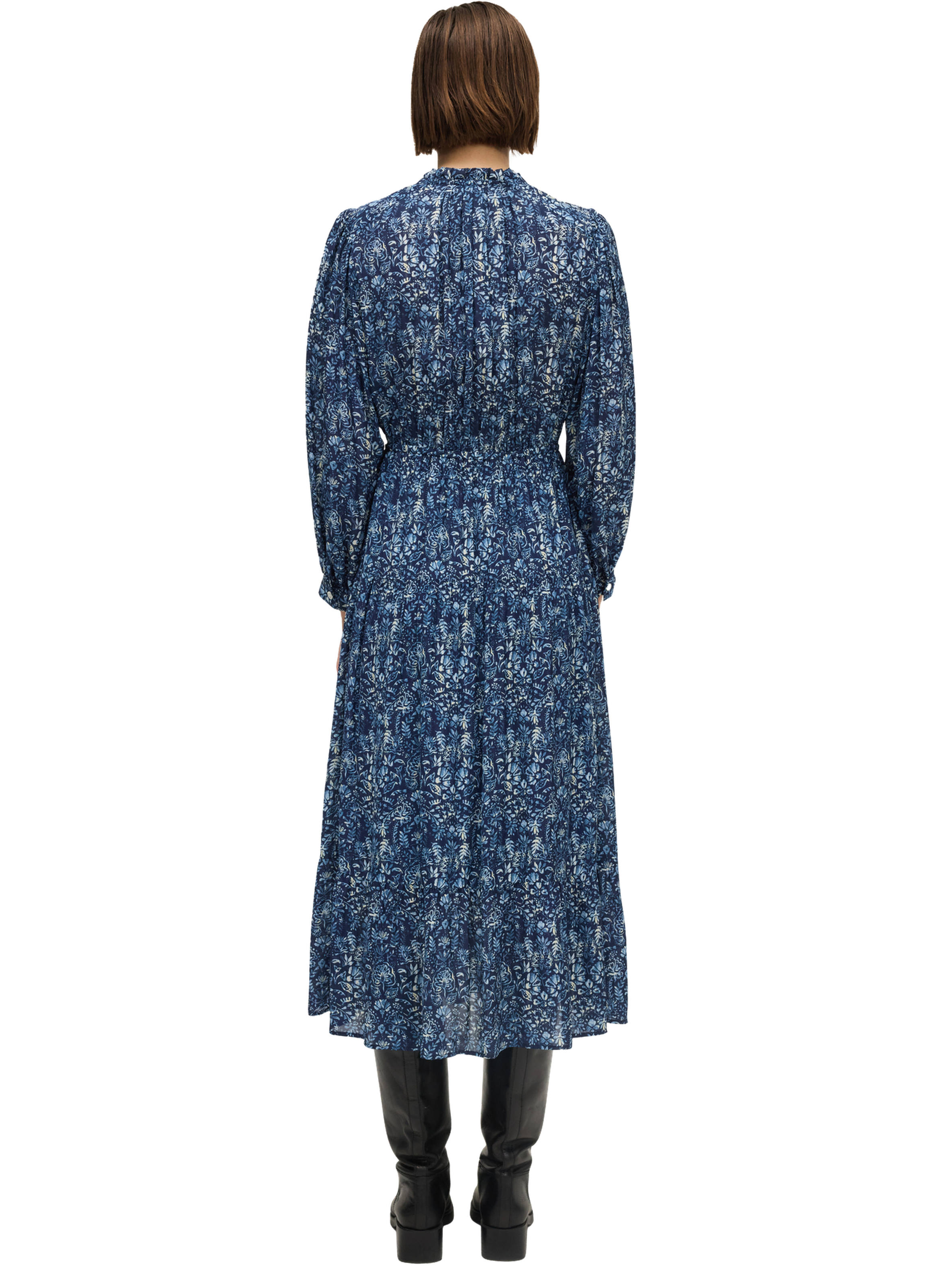 Robe longue imprimé végétal - lian PABLO Bleu