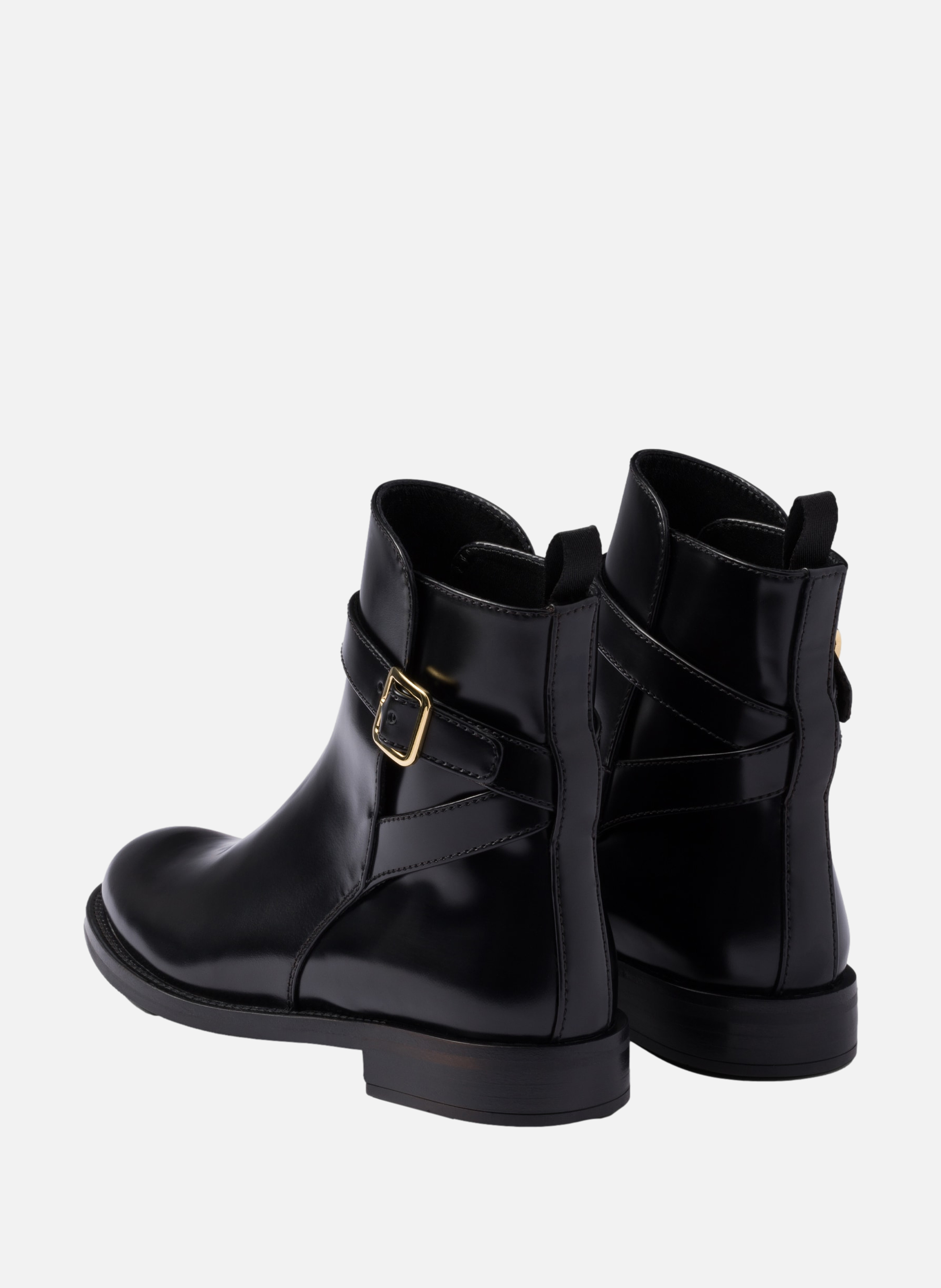 Bottines en cuir brossé avec bride PRADA Noir