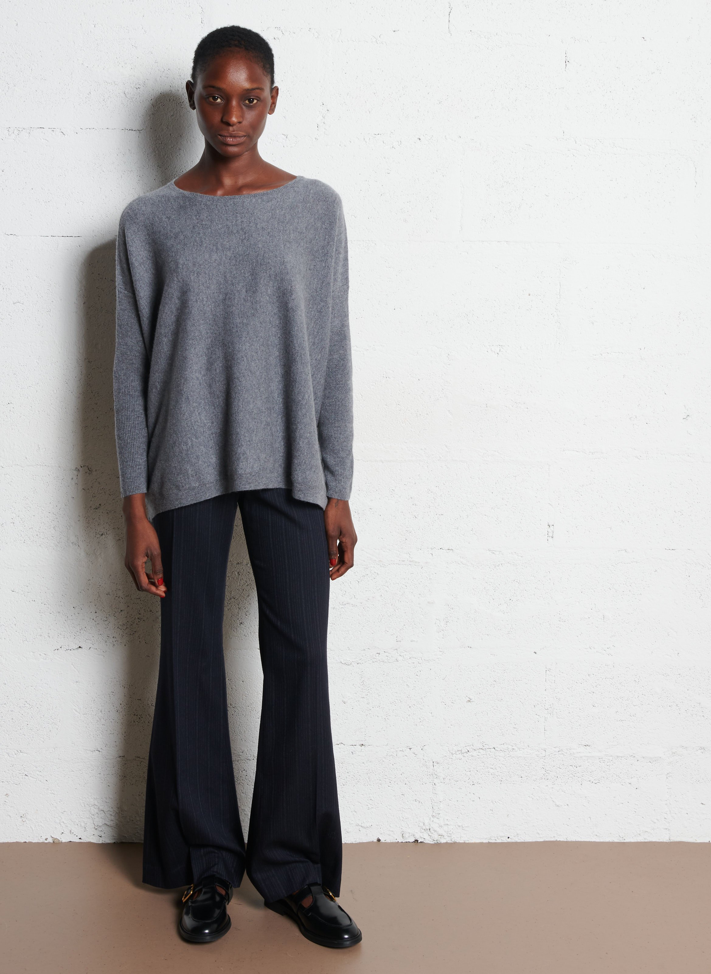 Pull ample col bateau en cachemire jessy KUJTEN Argent