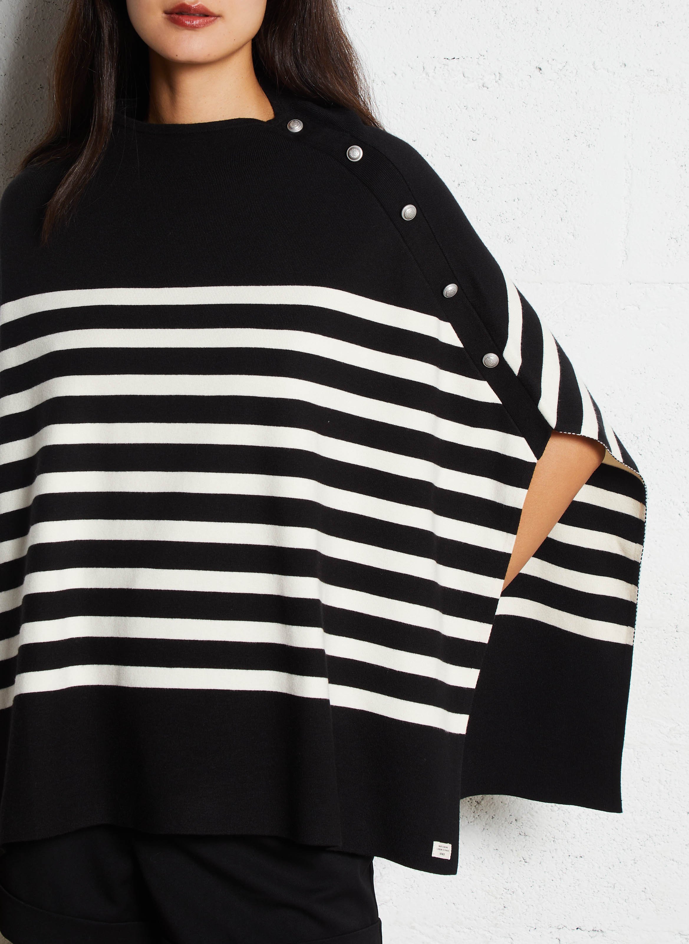 Cape rayée à boutons décoratifs IKKS Noir