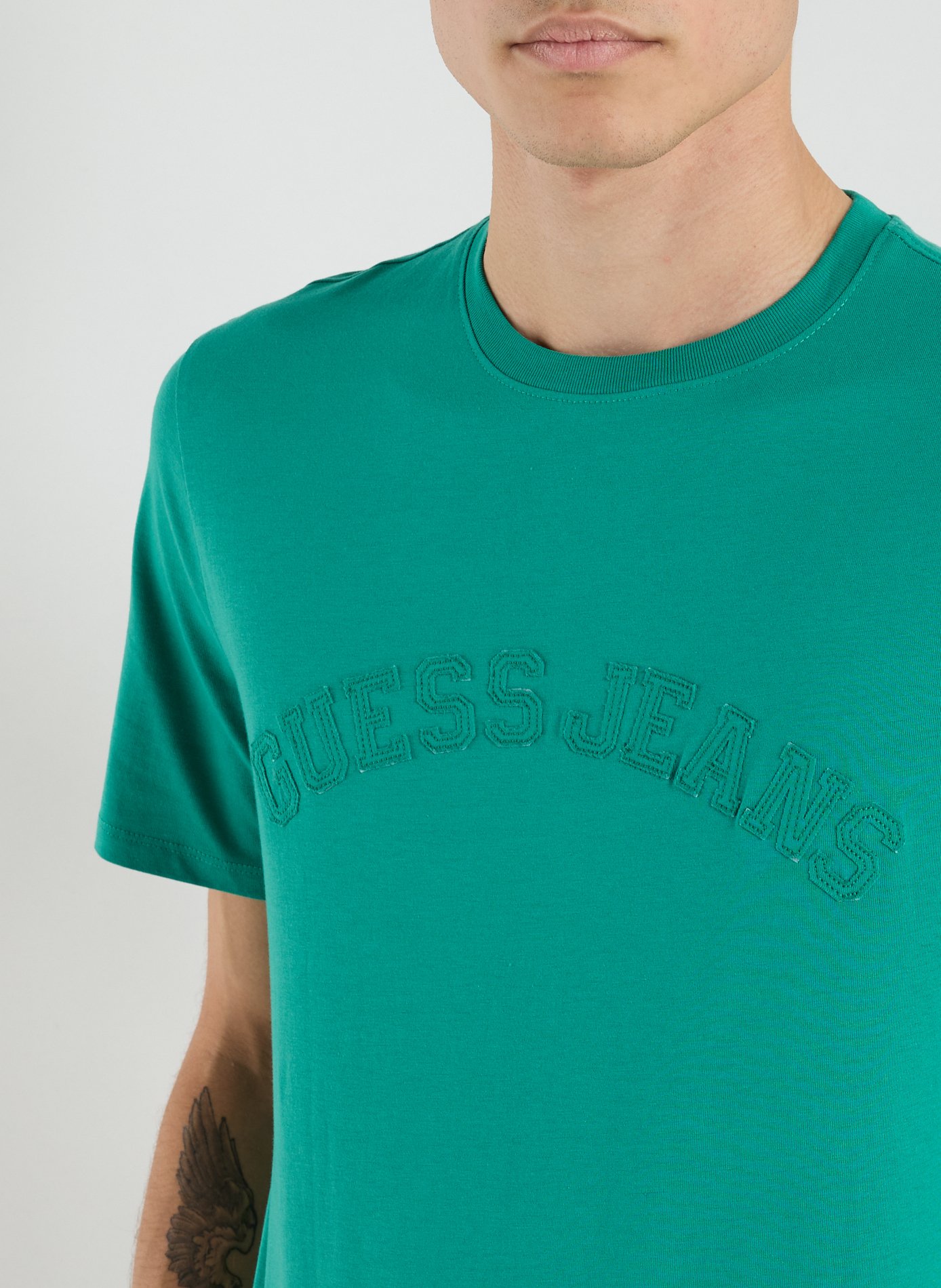 T-shirt with embroidered logo in cotton GUESS Green