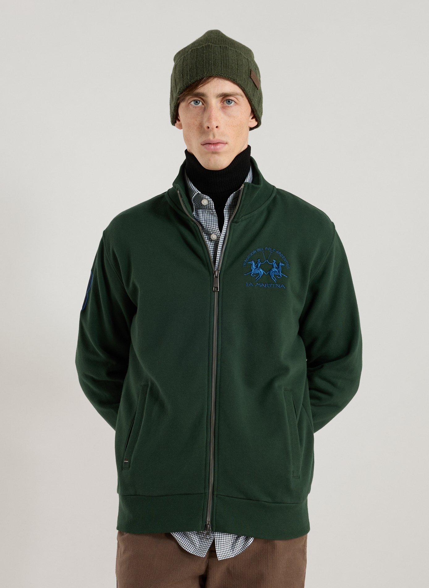 LA MARTINA Sweatshirt à glissière en coton Vert