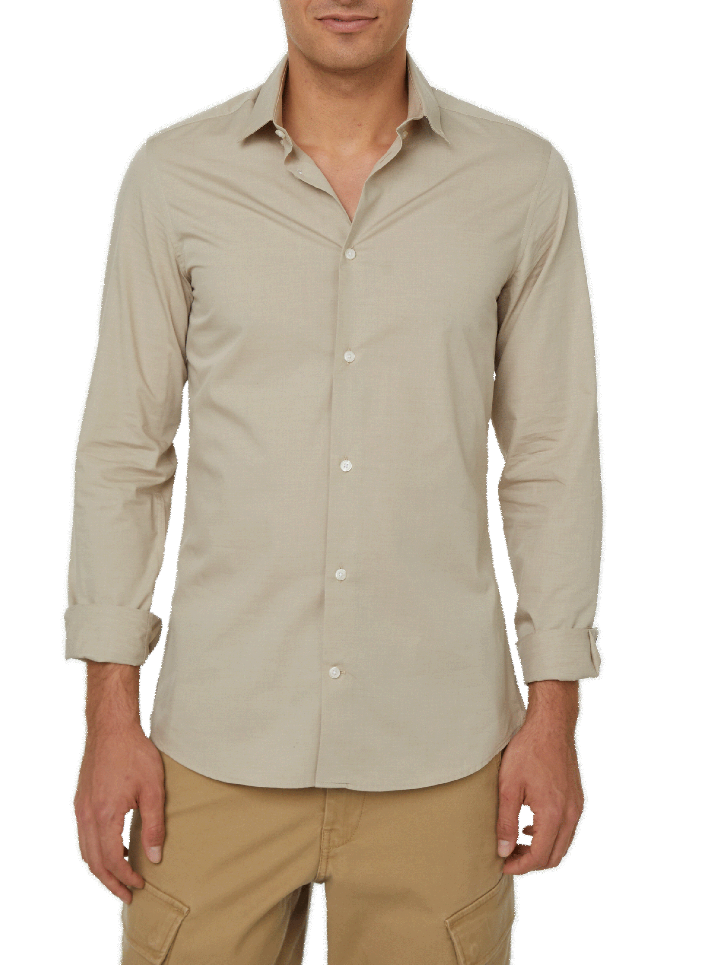 AU PRINTEMPS PARIS Plain cotton shirt Beige