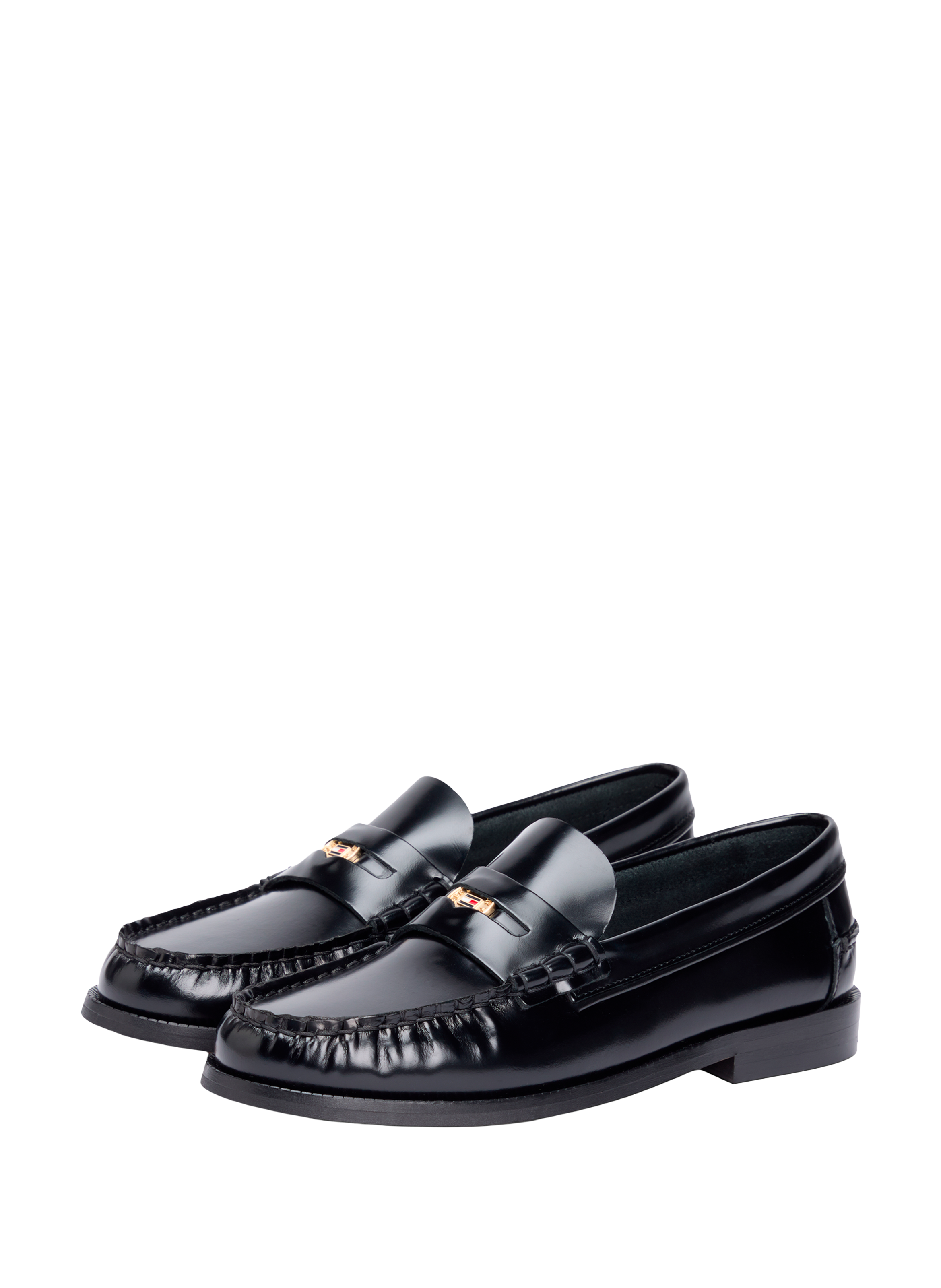 Mocassins en cuir avec logo TOMMY HILFIGER Noir