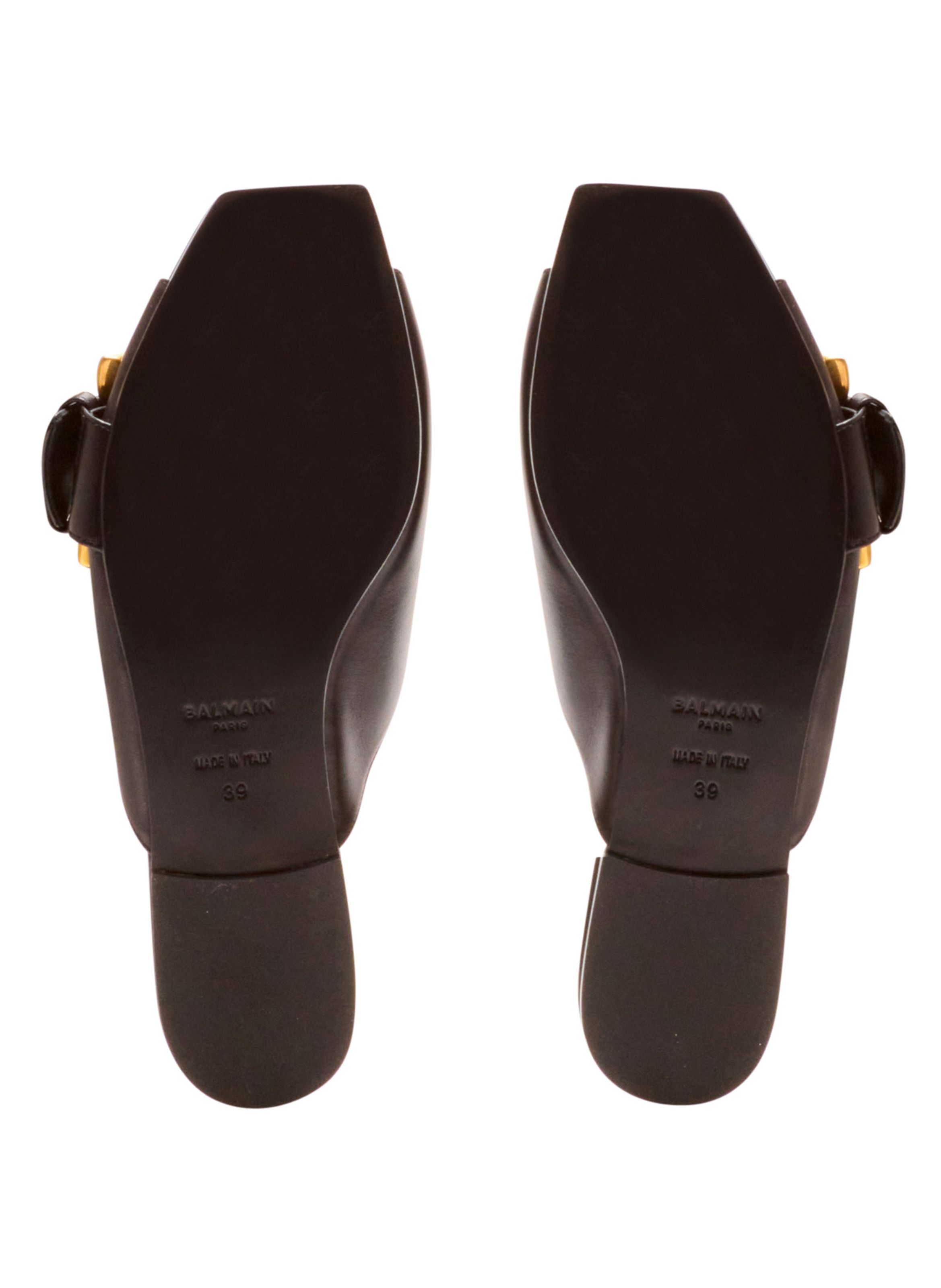 Sandales plates anthem en cuir de veau BALMAIN Noir