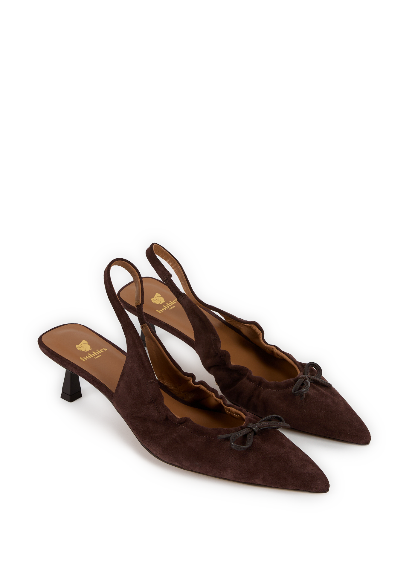 Suede leather sling-back BOBBIES Brown