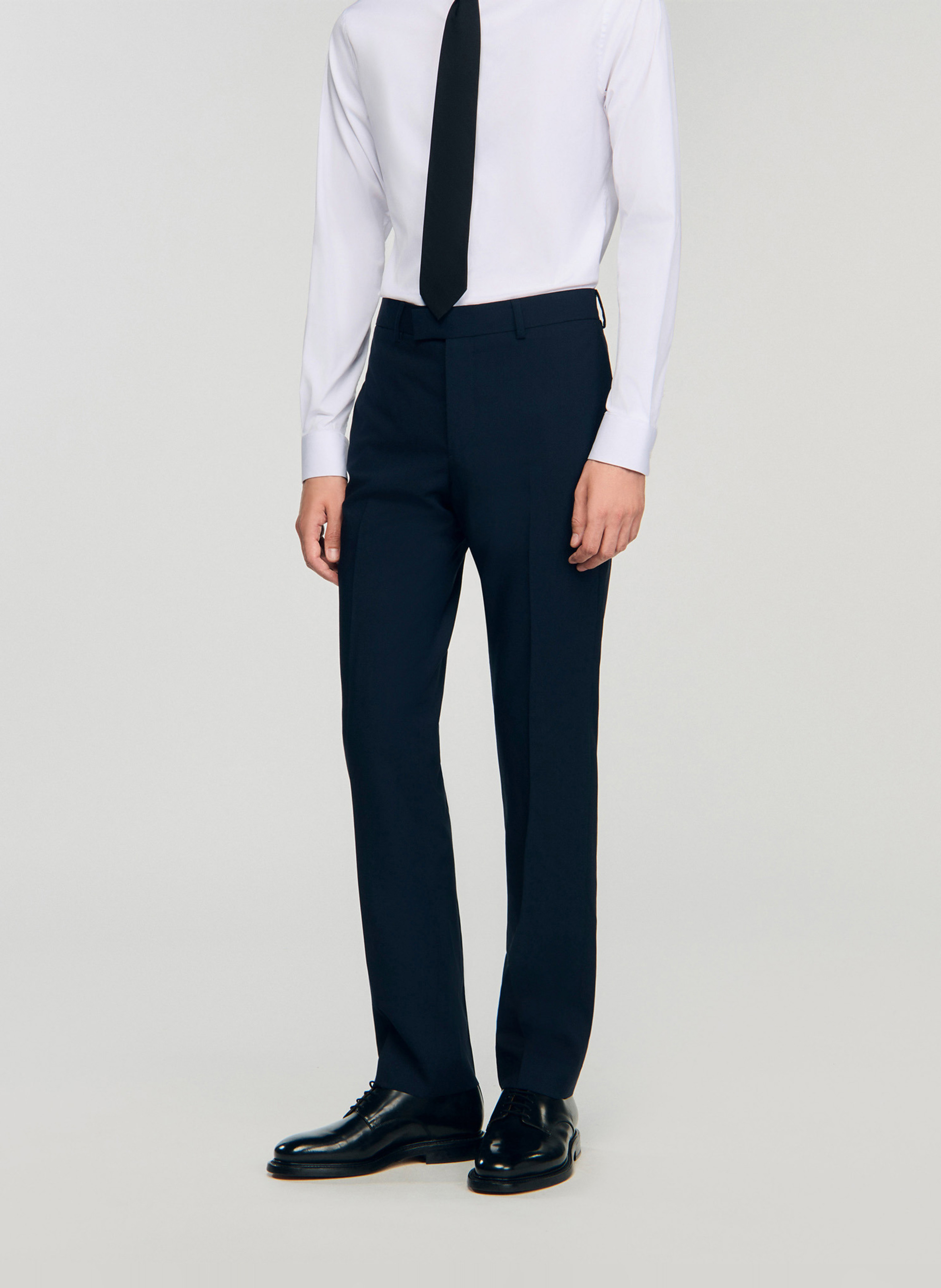 Pantalon de costume en laine SANDRO Bleu