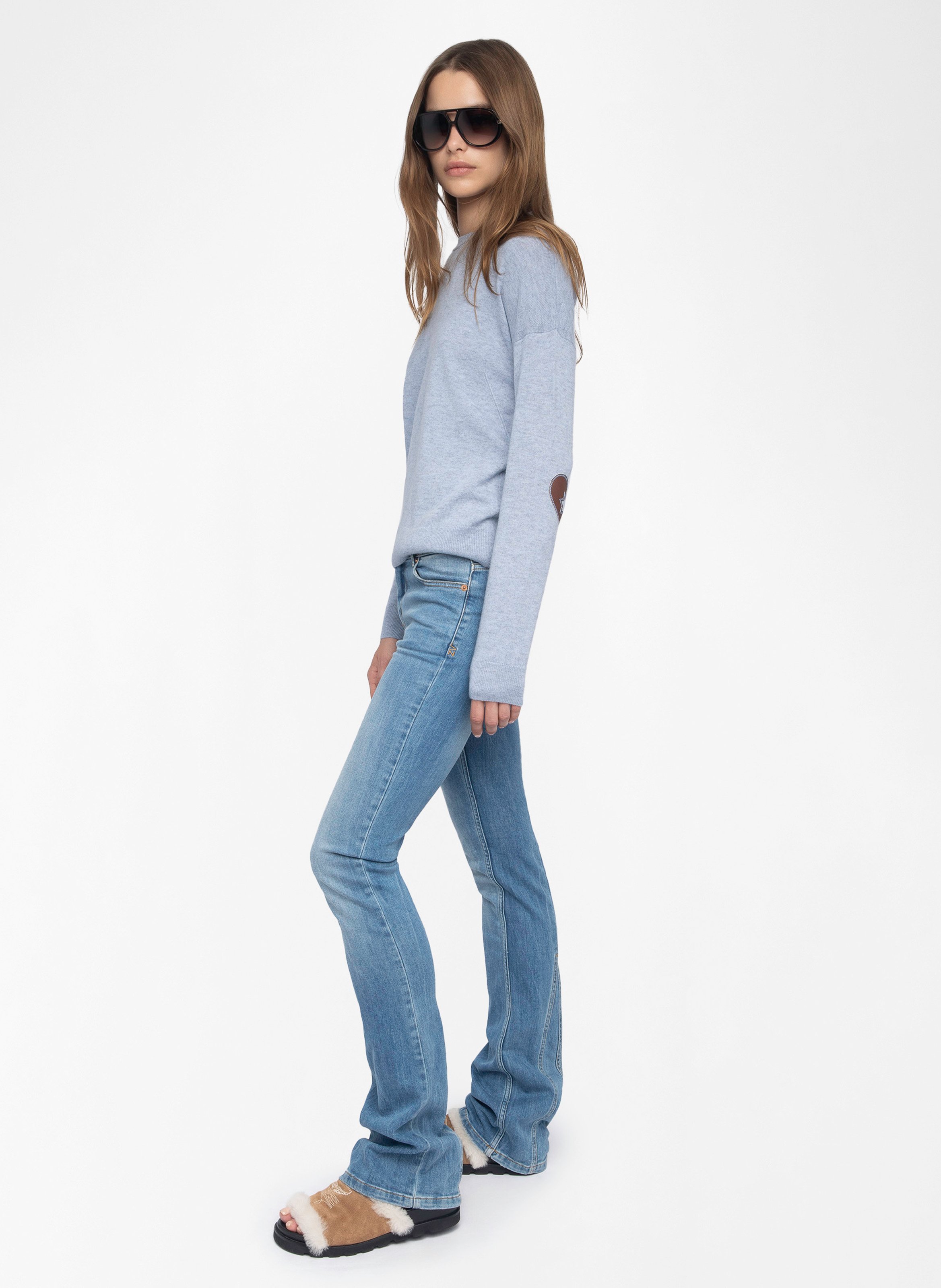 Pull col rond avec patch en cachemire cici ZADIG&VOLTAIRE Bleu