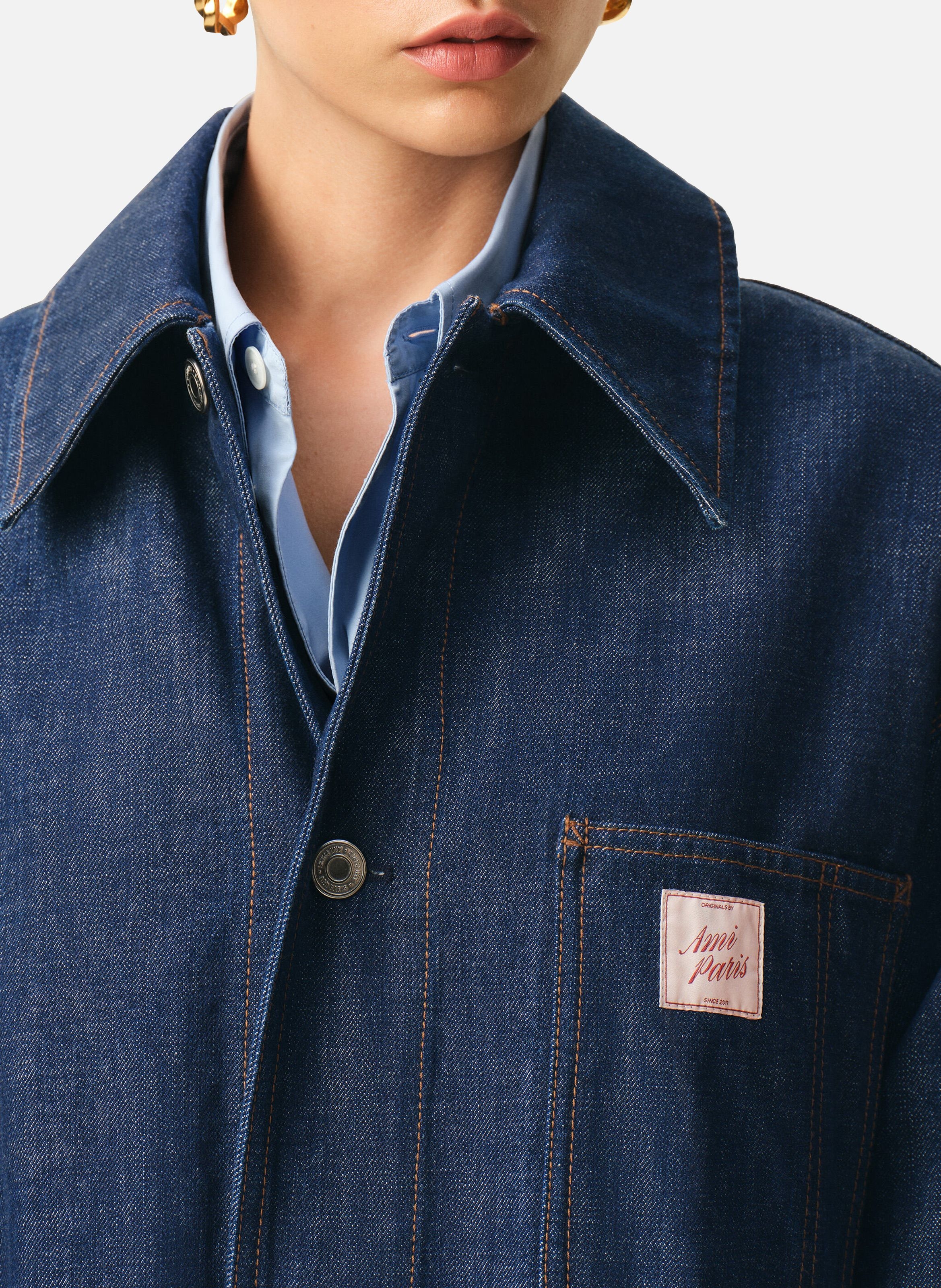 Veste worker unisexe empiècement heritage ami paris unisexe en coton AMI PARIS Bleu