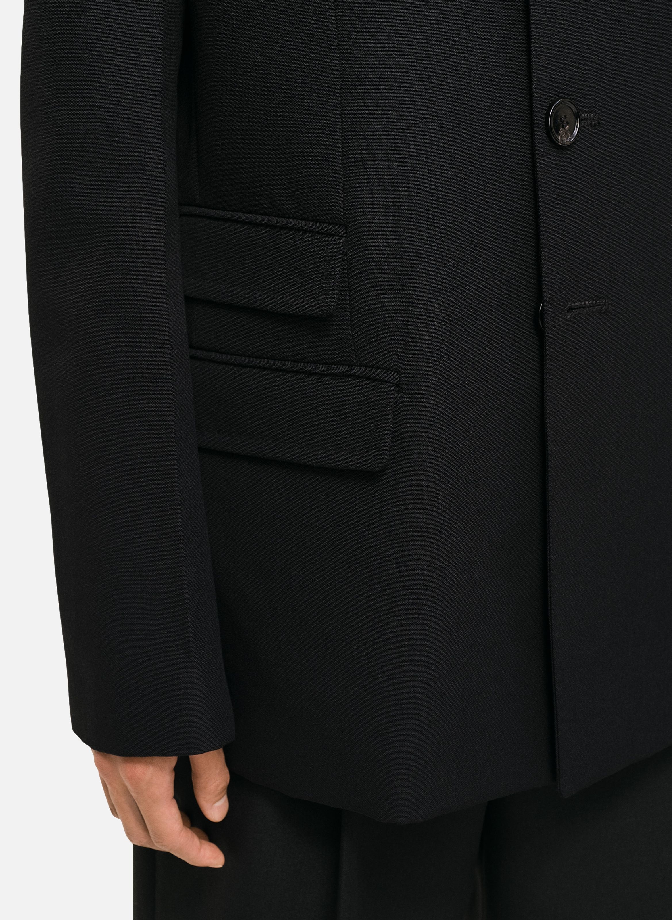 Veste droite simple boutonnage en laine vierge AMI PARIS Noir