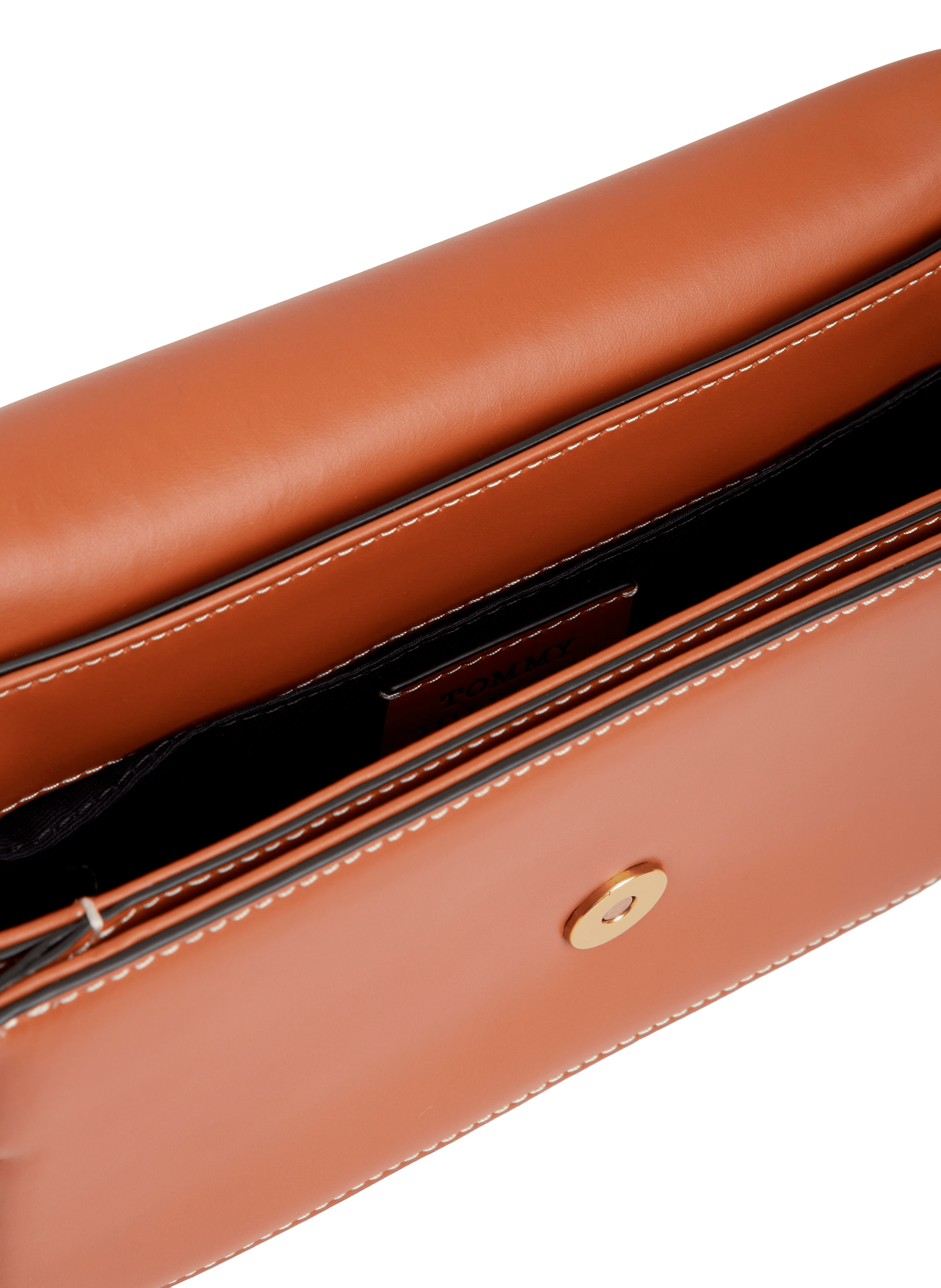 Logo leather shoulder bag TOMMY HILFIGER Brown