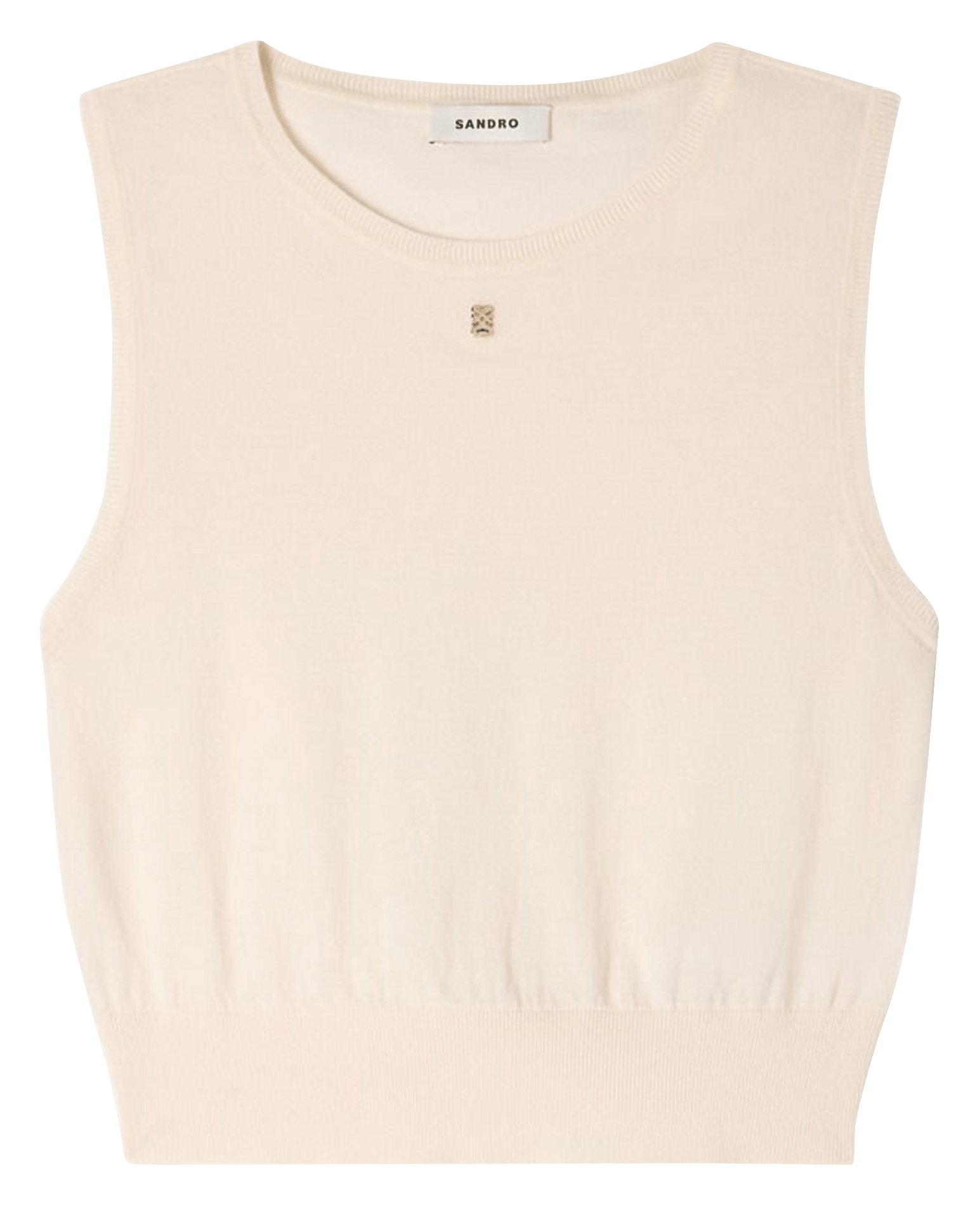 Top col rond en cootn mélangé SANDRO Beige