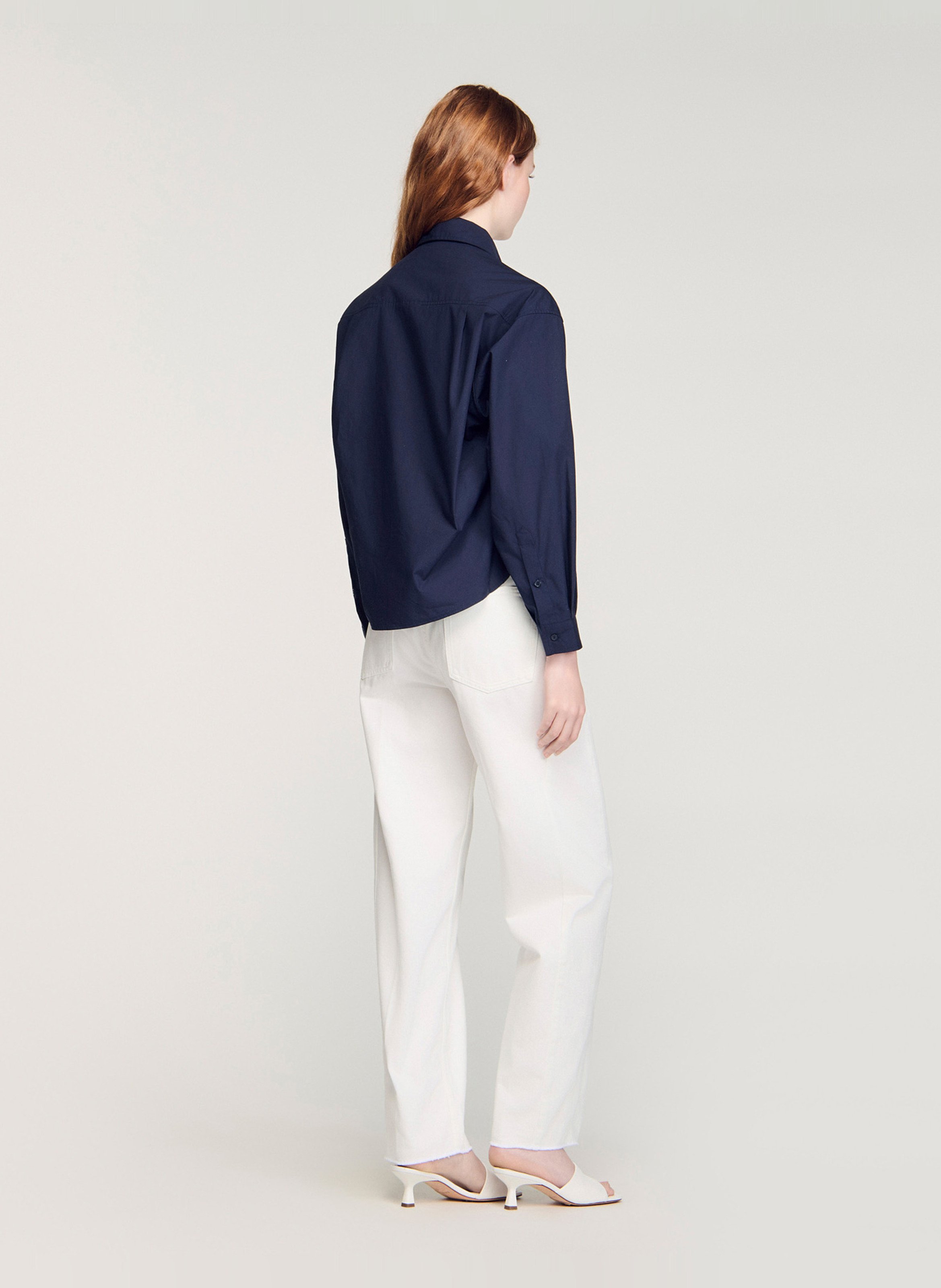 Chemise asymétrique ample à strass SANDRO Bleu