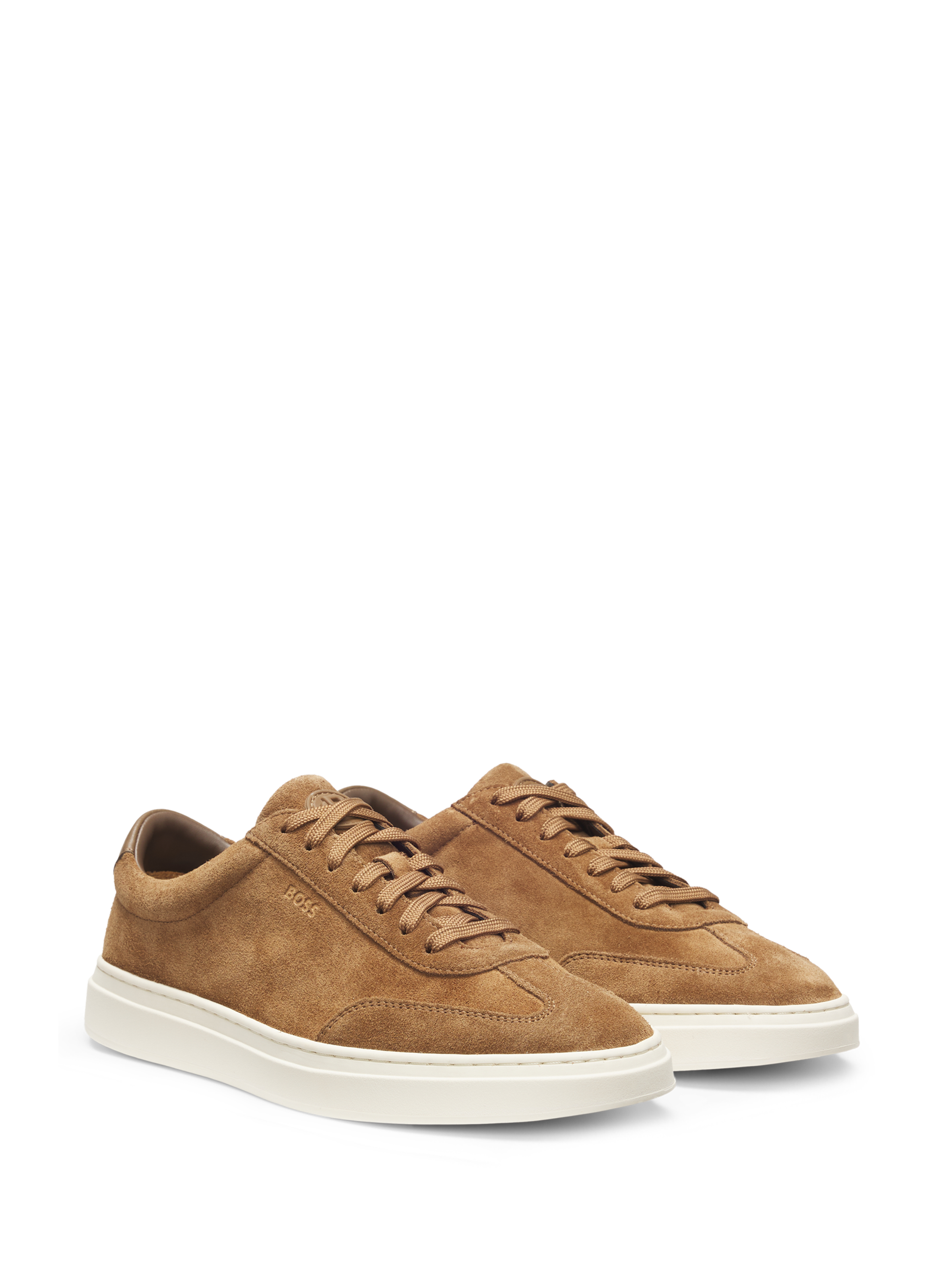 Low-top suede leather sneakers BOSS Brown