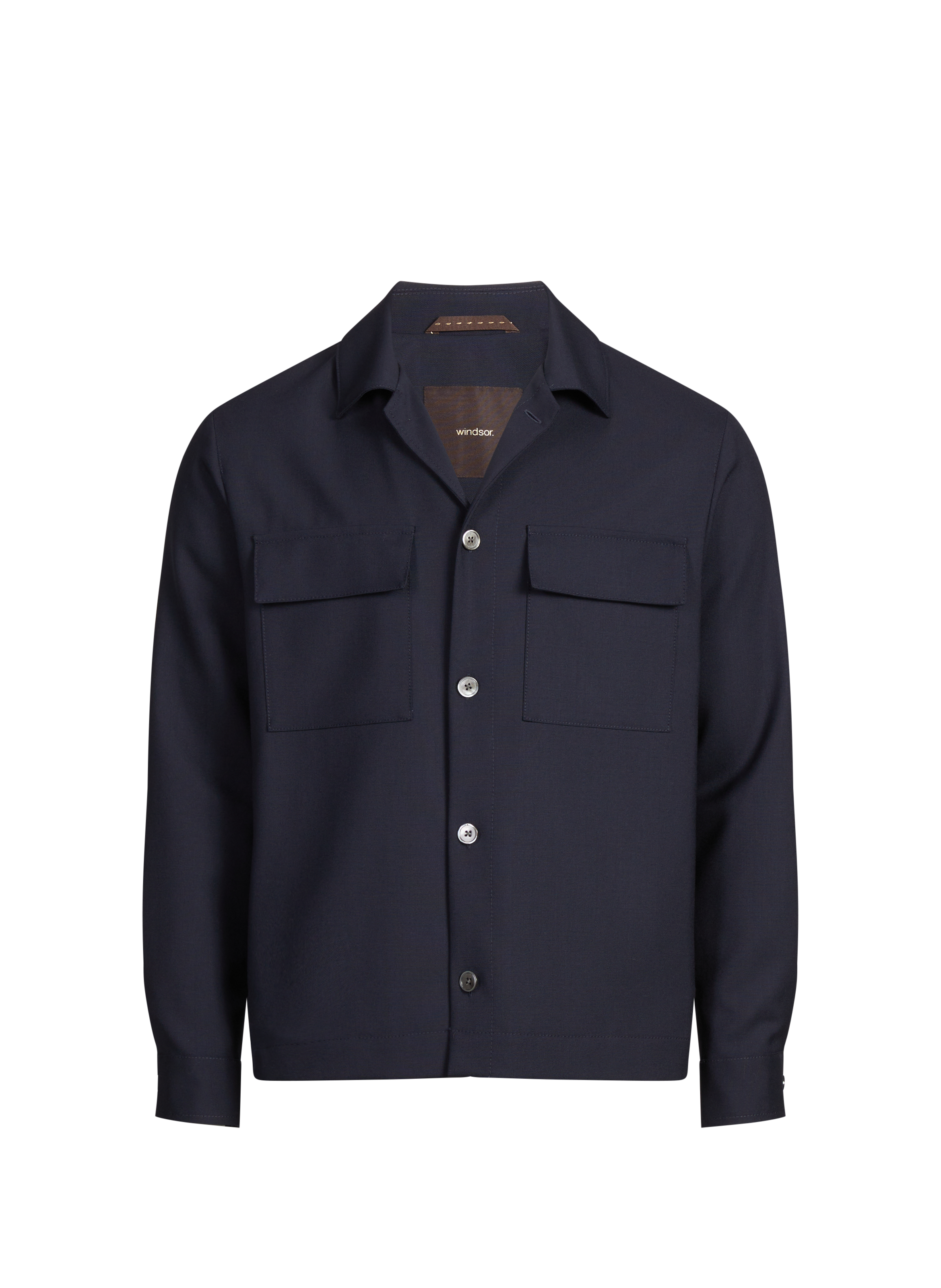 Solid classic collar virgin wool jacket WINDSOR Blue