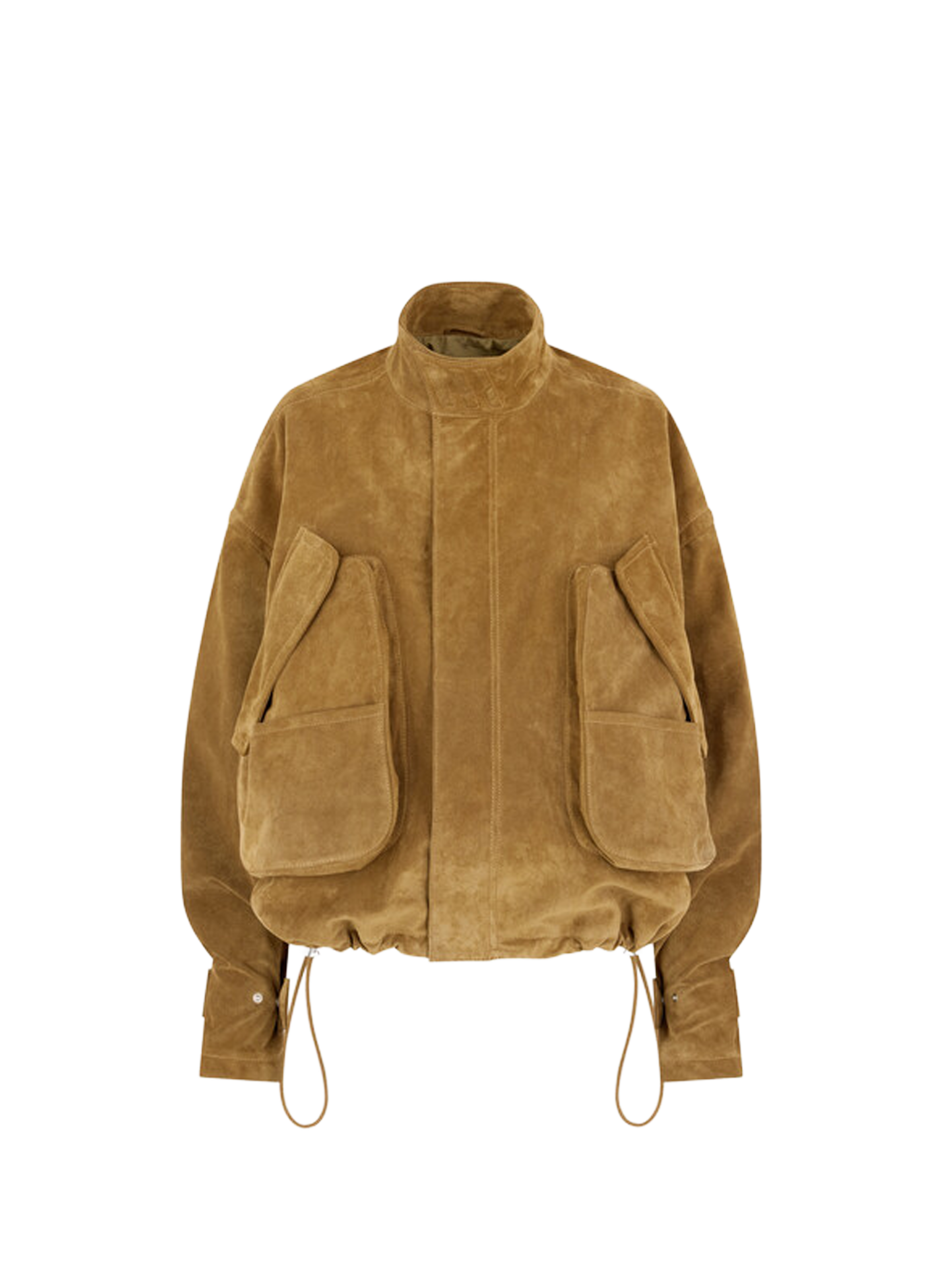 Bomber à col montant en cuir d'agneau daim THE ATTICO Marron