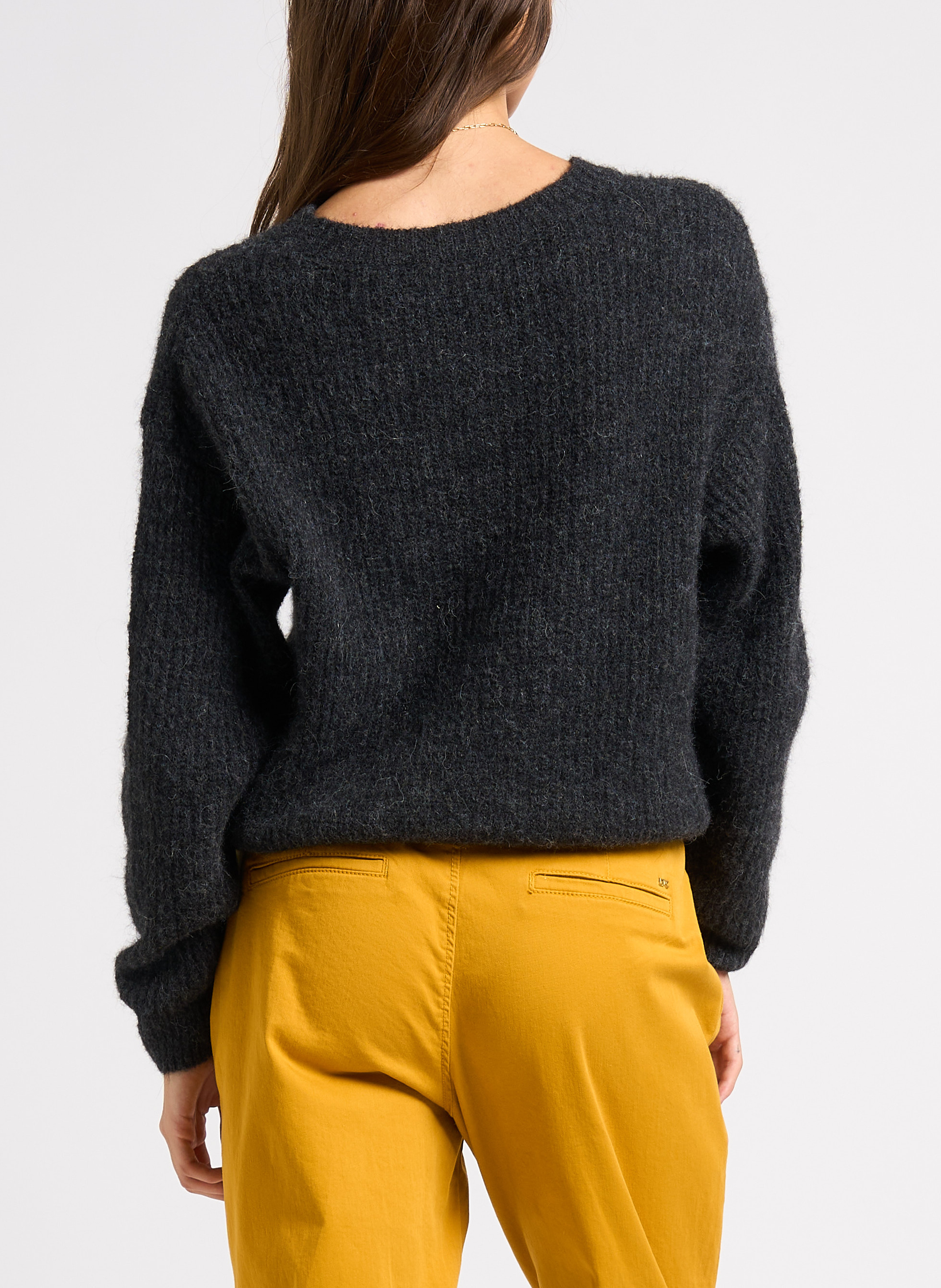 Pull col rond uni east AMERICAN VINTAGE Gris