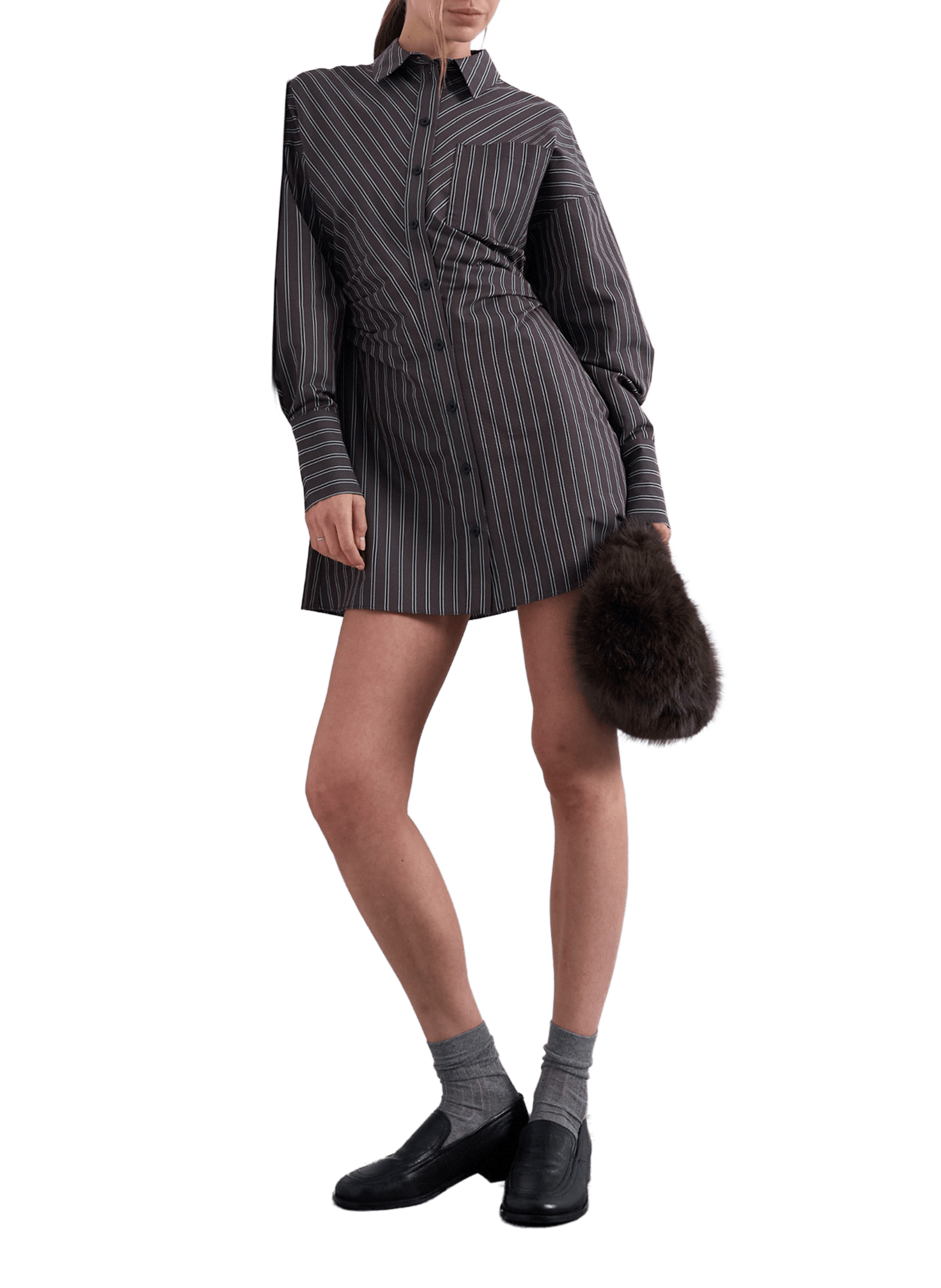 Fitted short dress with striped mixed cotton TOPSHOP Red