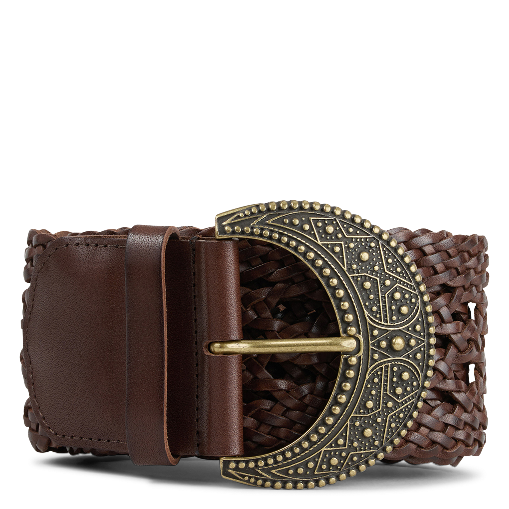 Ceinture tressée à boucle en cuir balmy BA&SH Marron