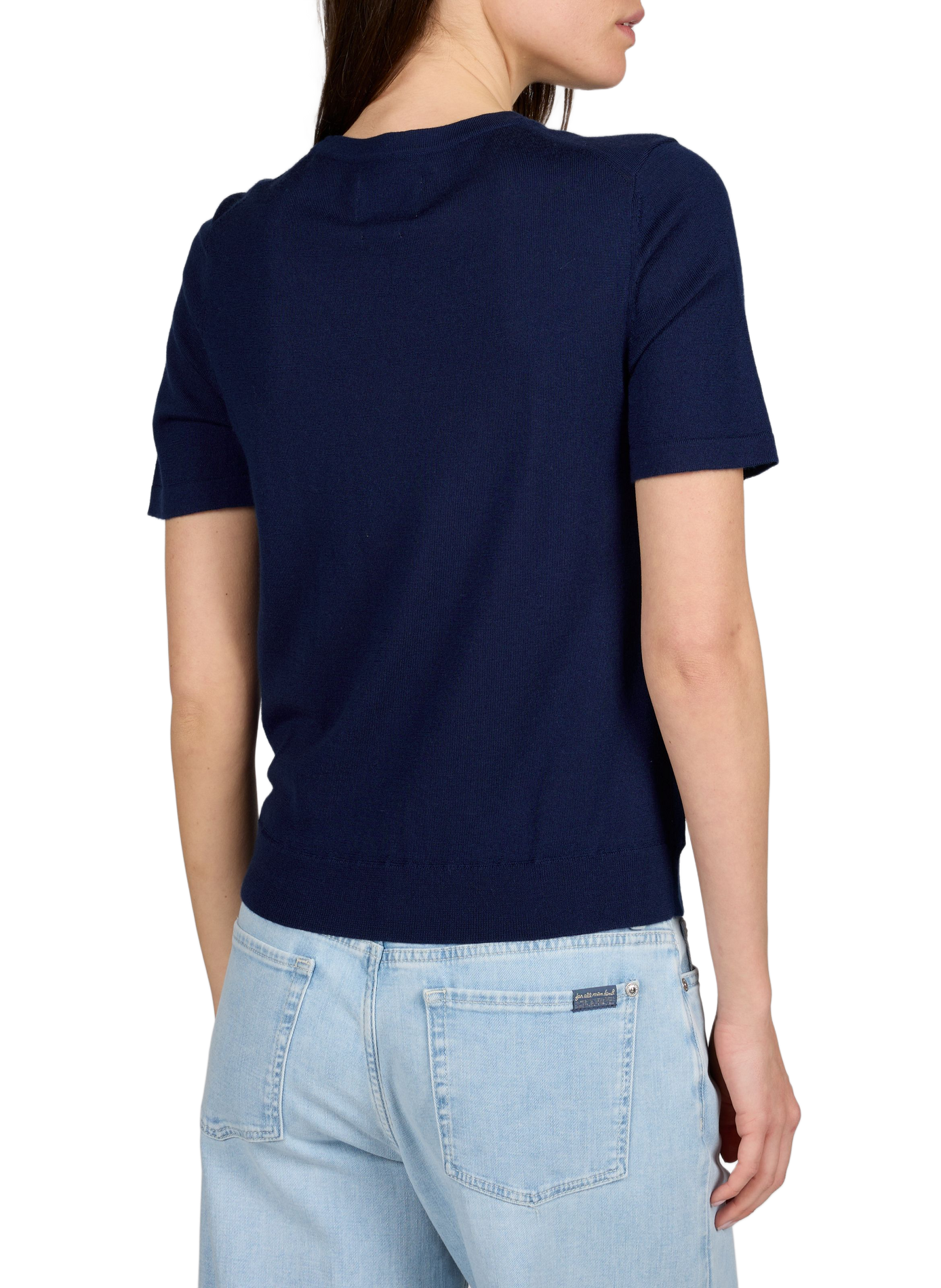 Pull col rond en laine mérinos AU PRINTEMPS PARIS Bleu