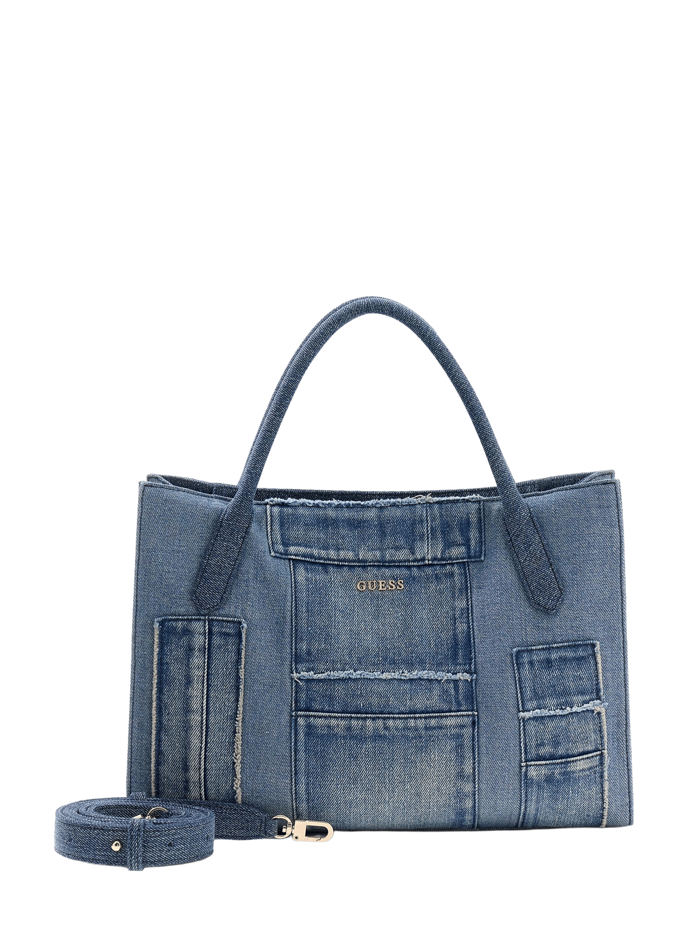 Borsa shopper in denim Jodi GUESS Blu