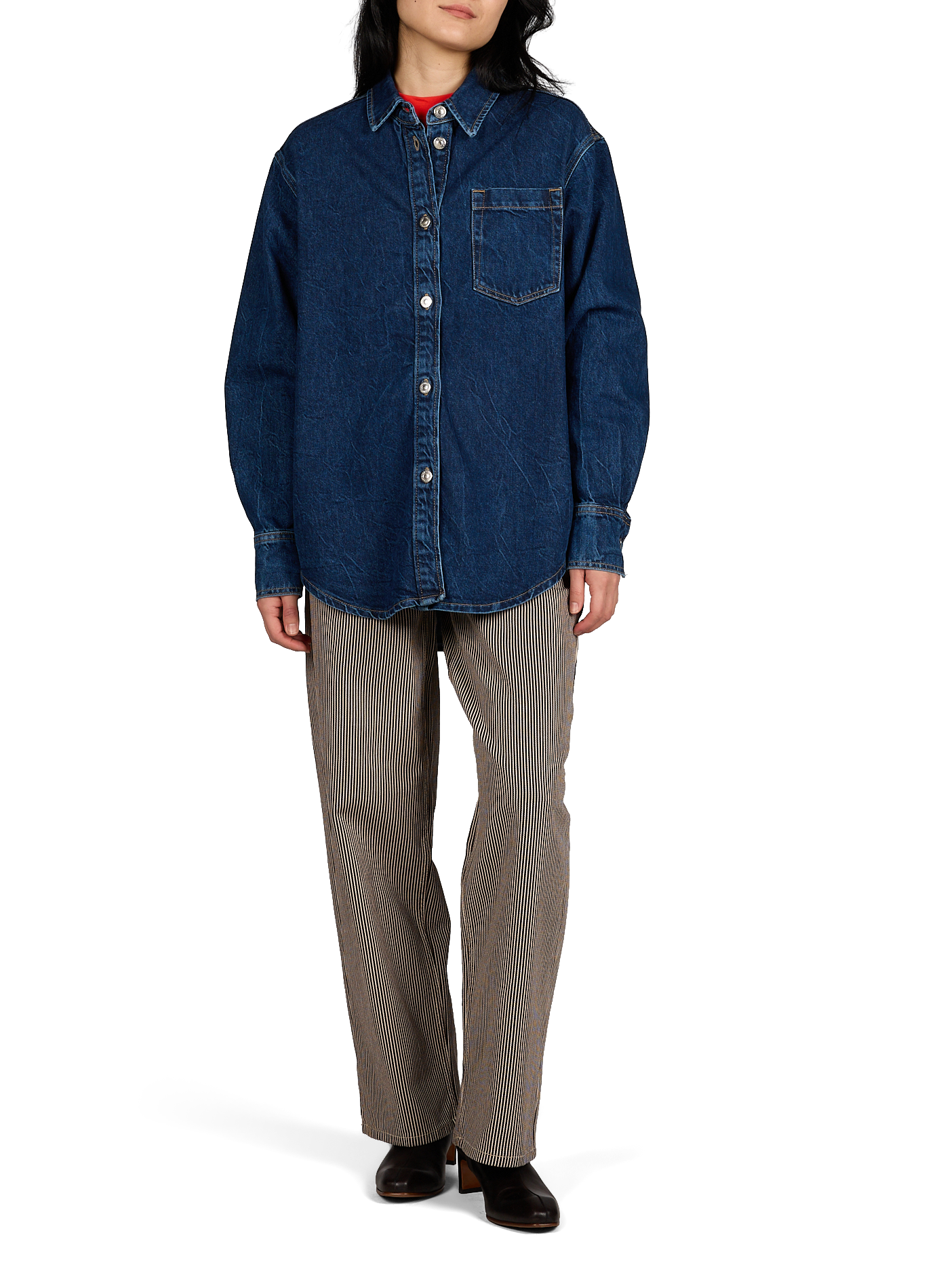 Veste denim col classique en coton TOPSHOP Bleu