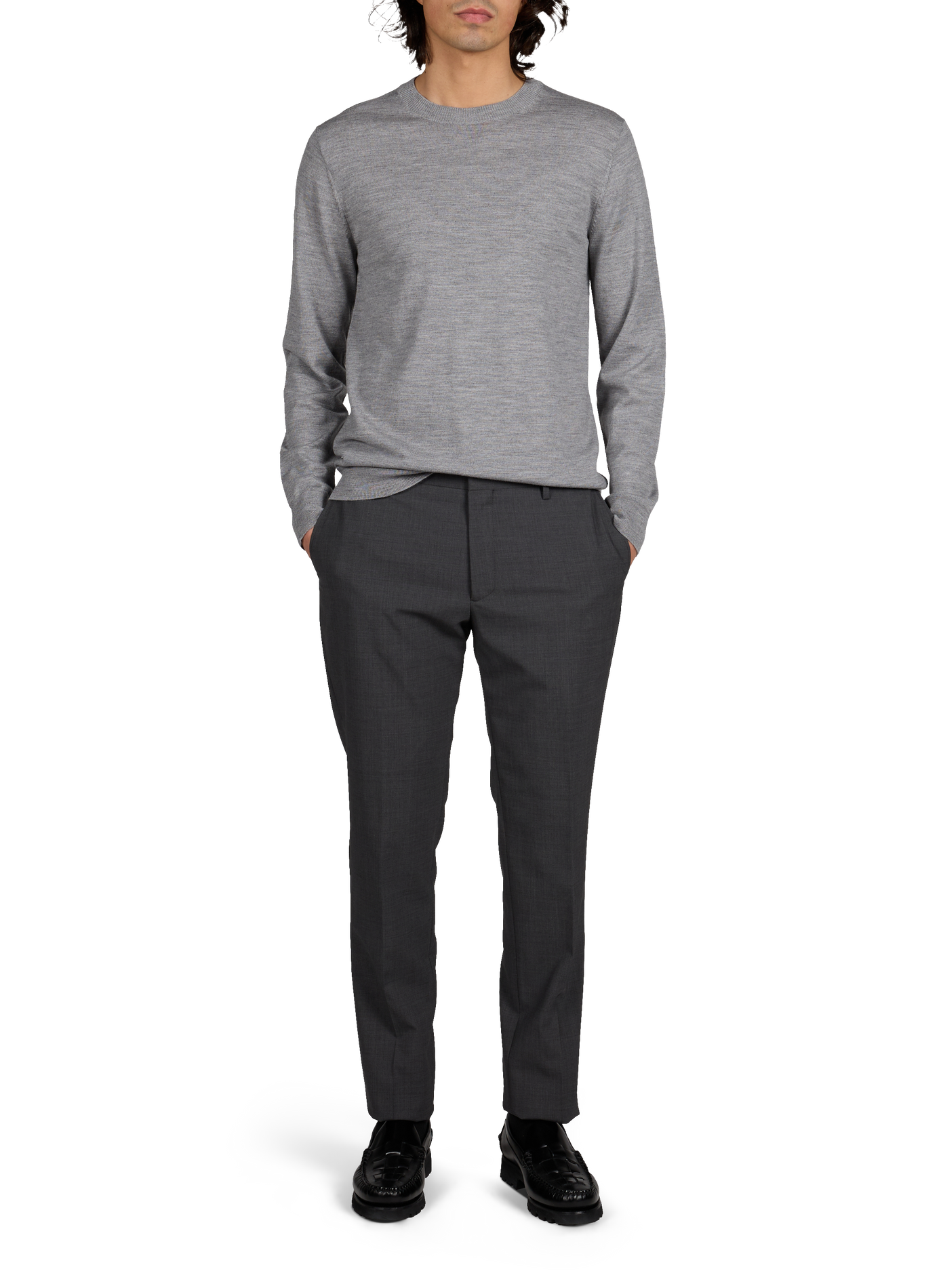 Fine merino wool jumper AU PRINTEMPS PARIS Grey