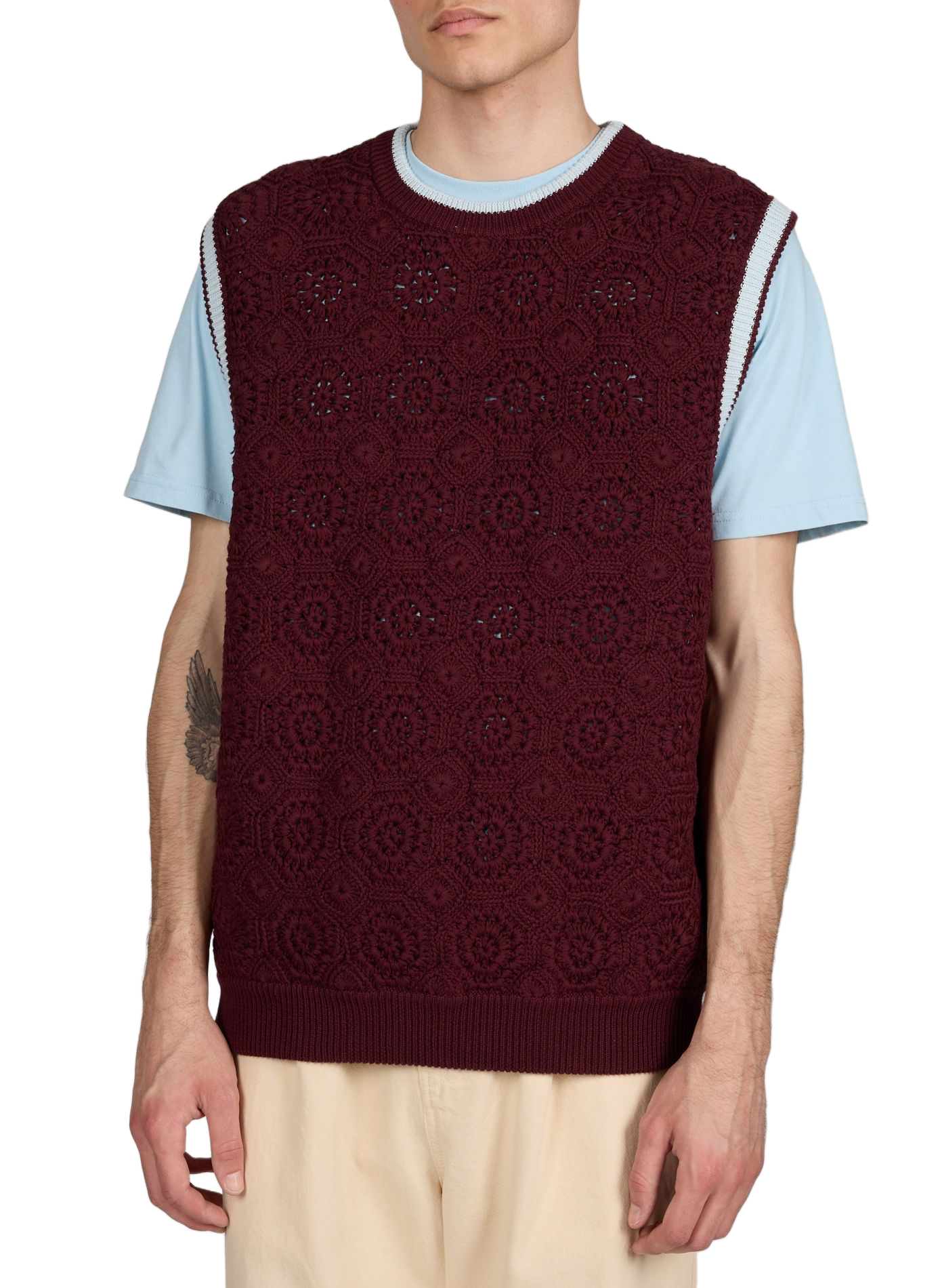 Sleeveless straight cotton knit sweater DROLE DE MONSIEUR Red