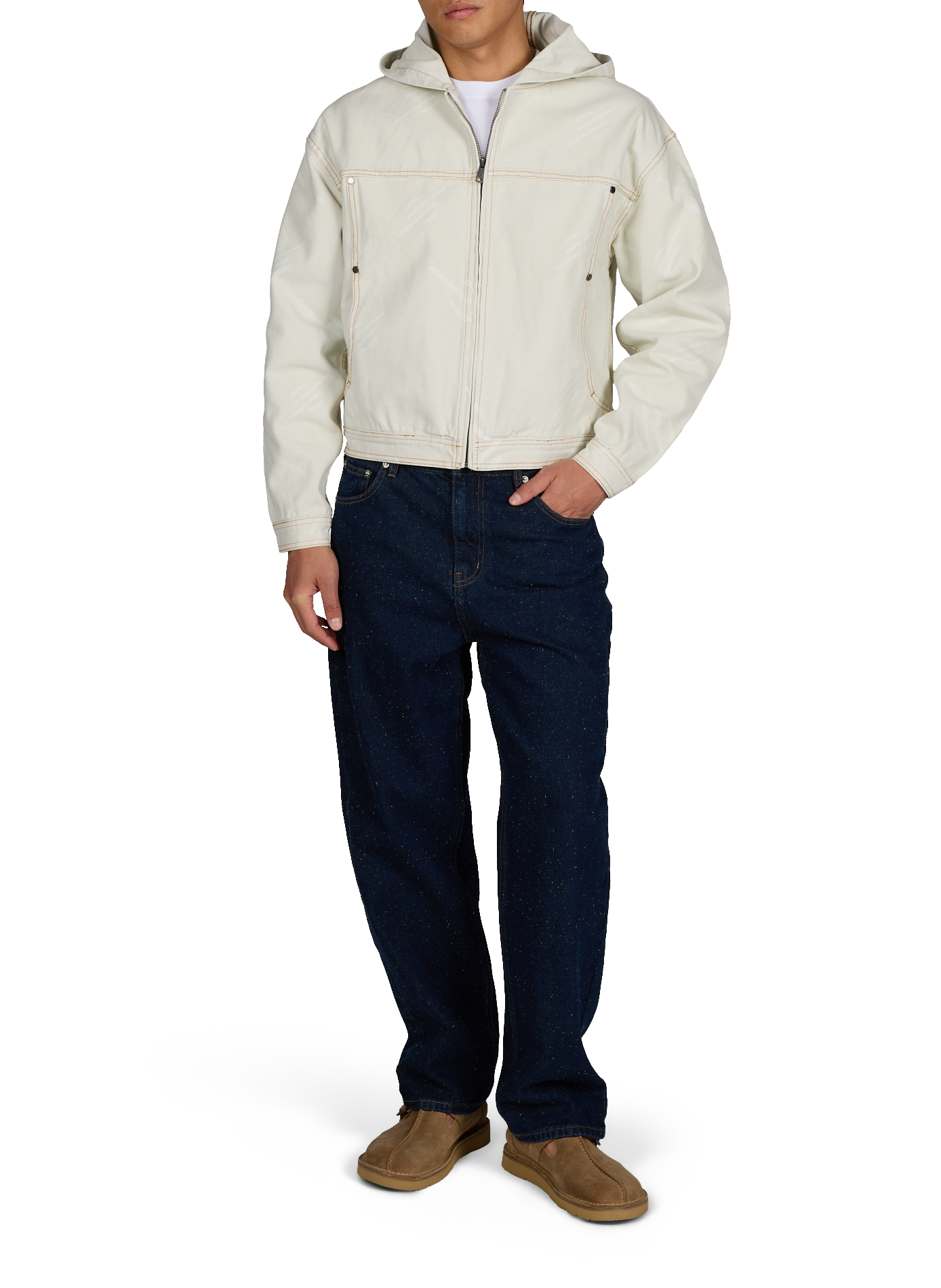 Oversized hooded cotton printed jacket DAILY PAPER White