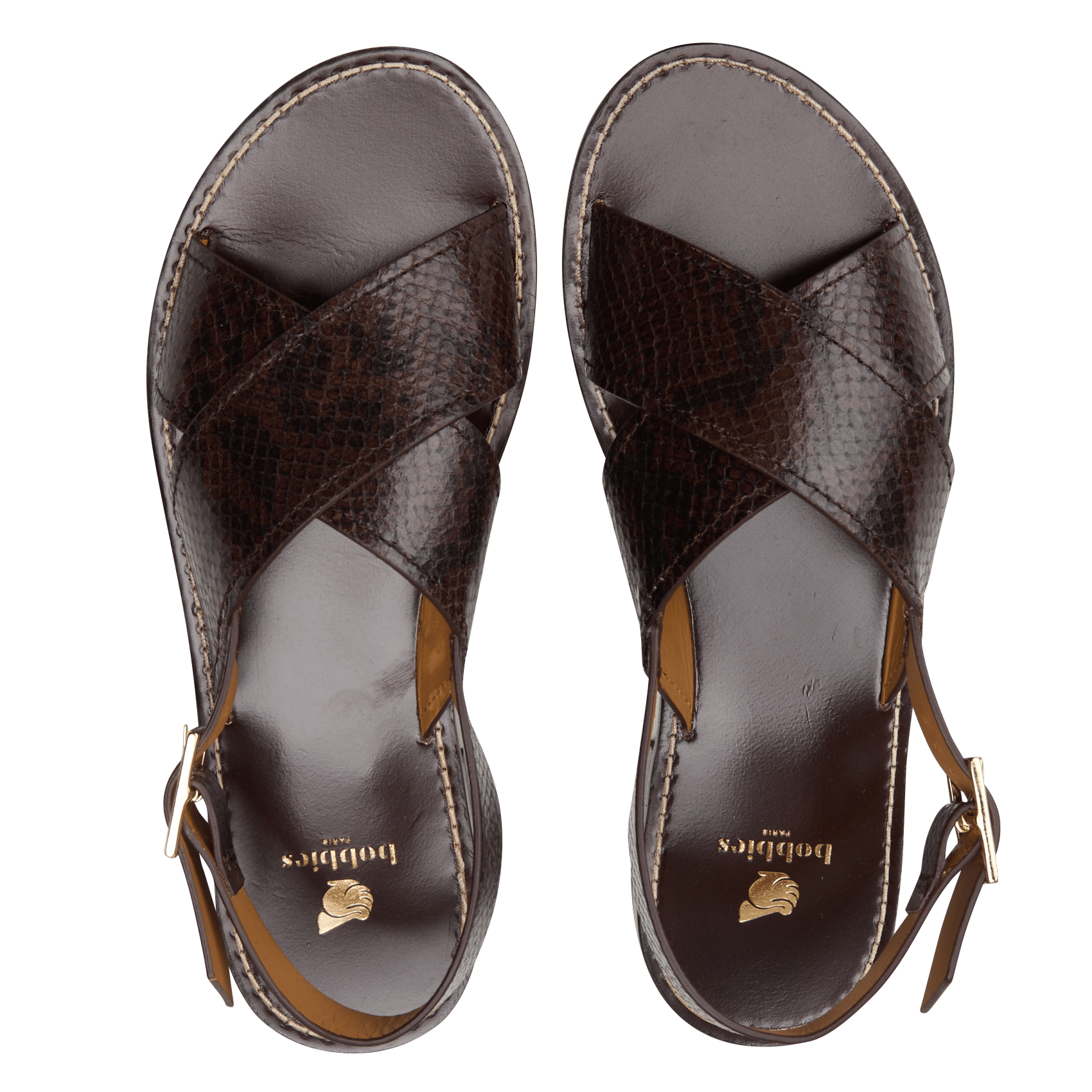Sandales plates en cuir zita BOBBIES Brown