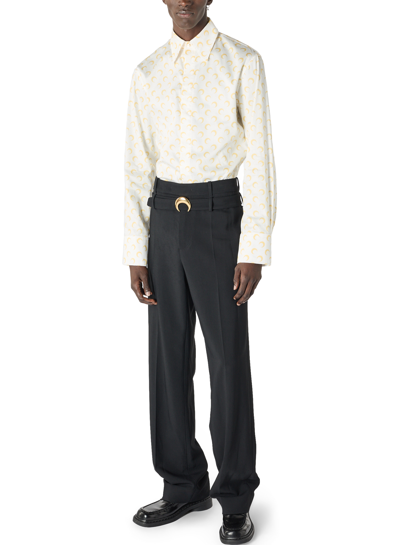 Chemise à manches longues en popeline deadstock imprimé all over moon MARINE SERRE Blanc