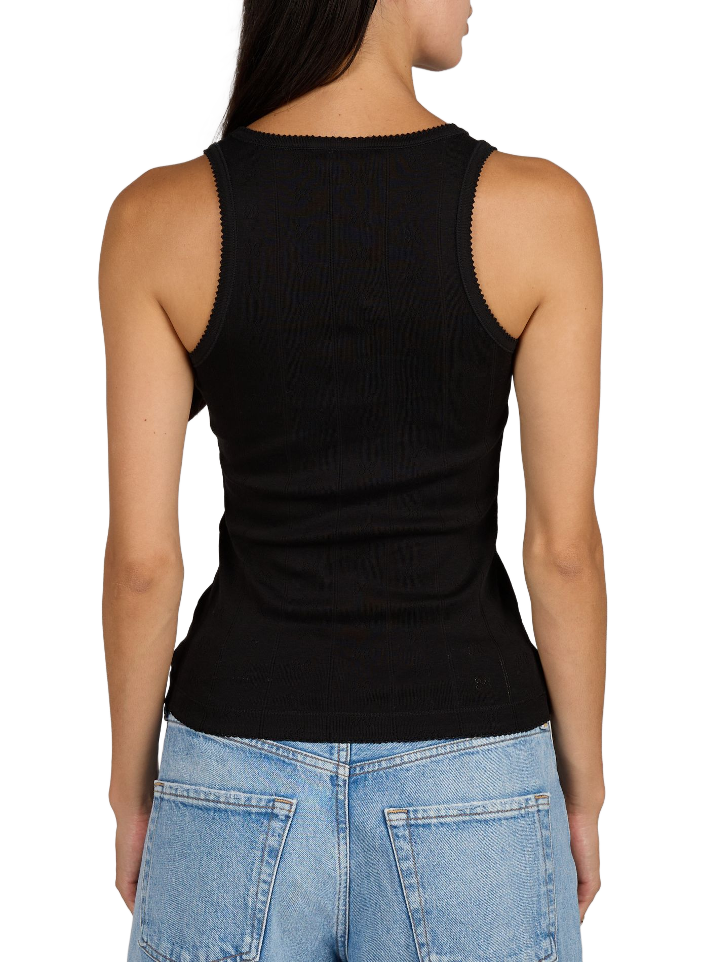 Débardeur à logo en coton GANNI Noir