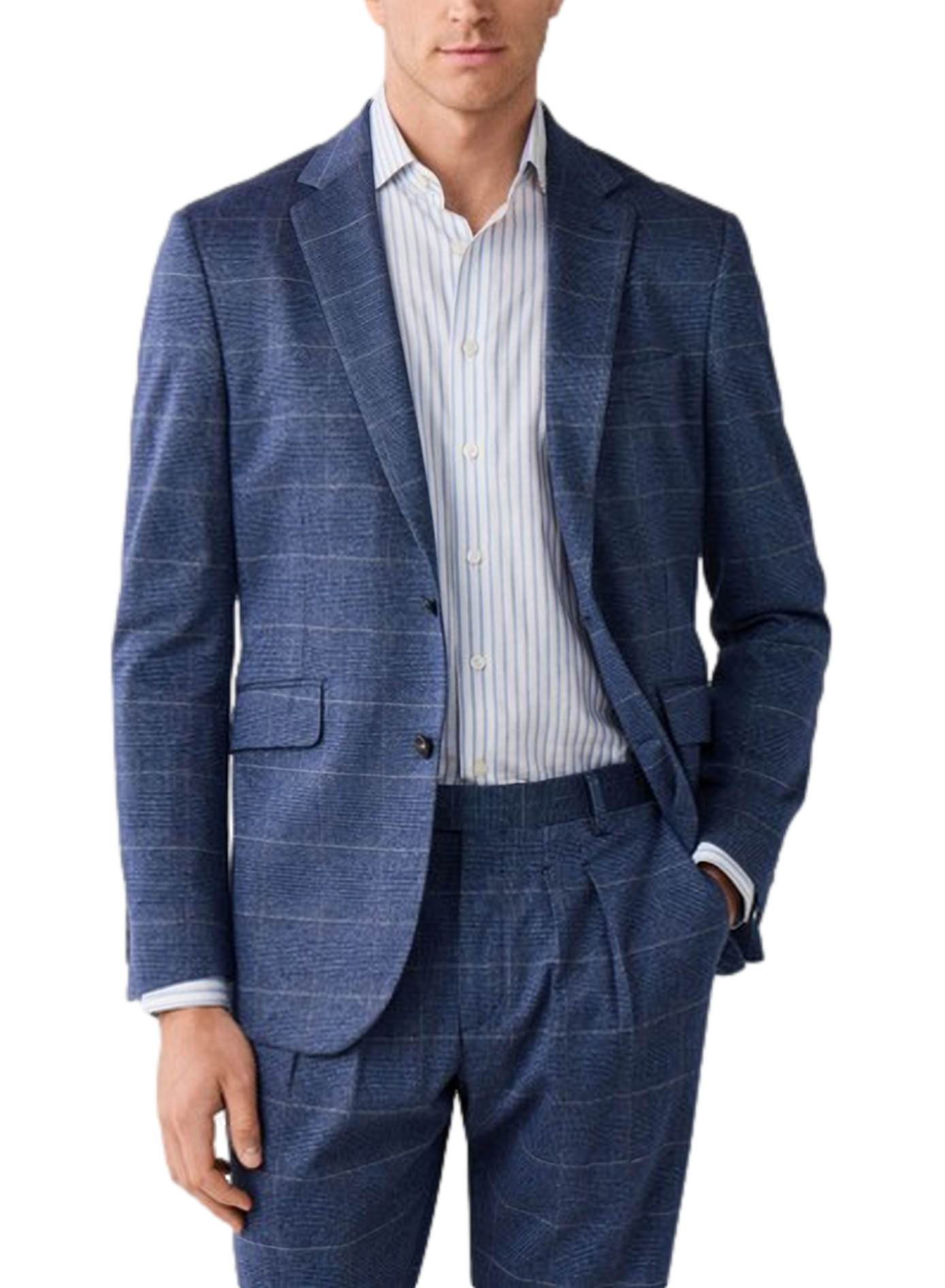 Blazer droit à motif en coton HACKETT Bleu