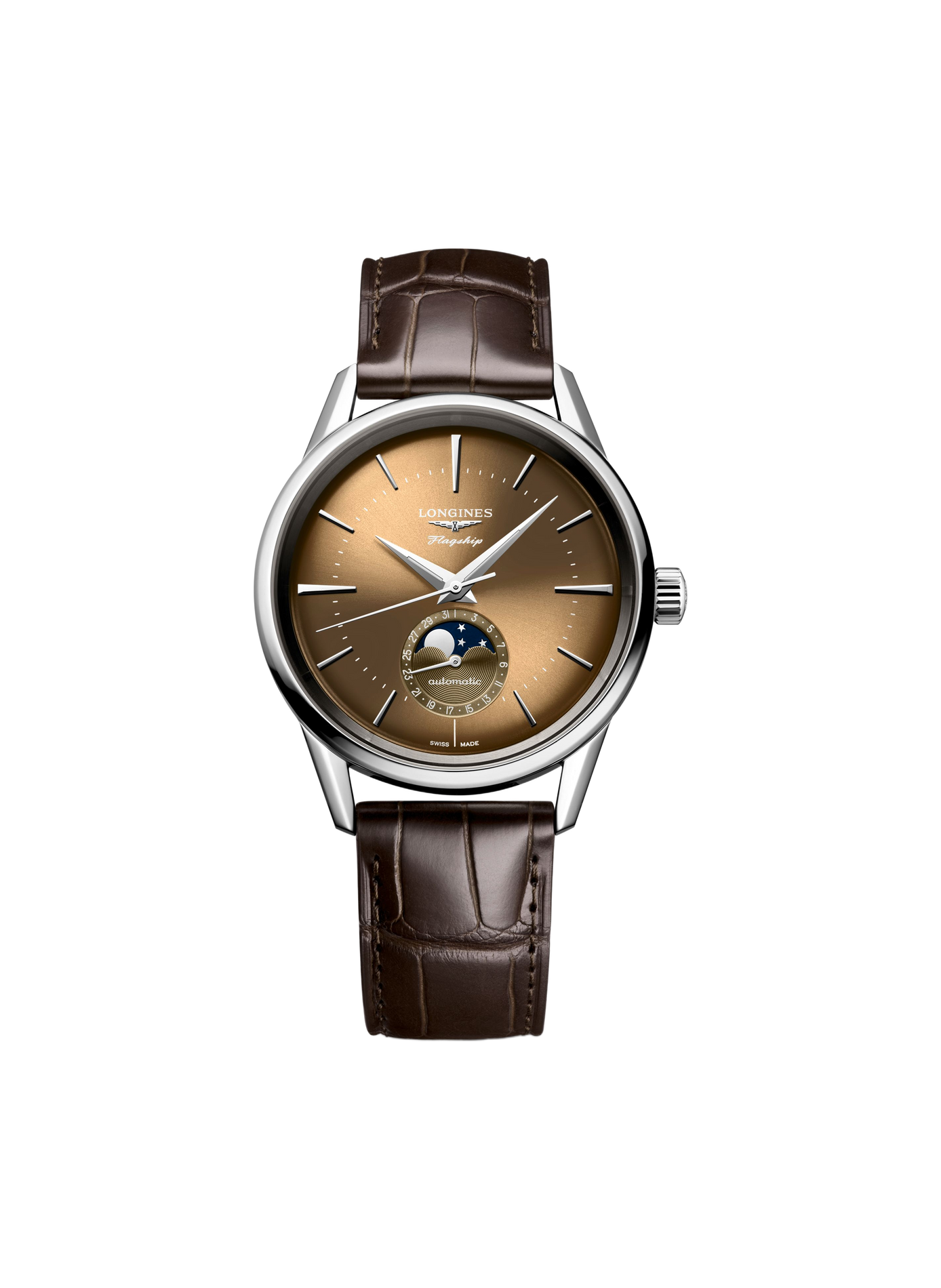 Montre automatique Flagship Heritage en cuir LONGINES Beige