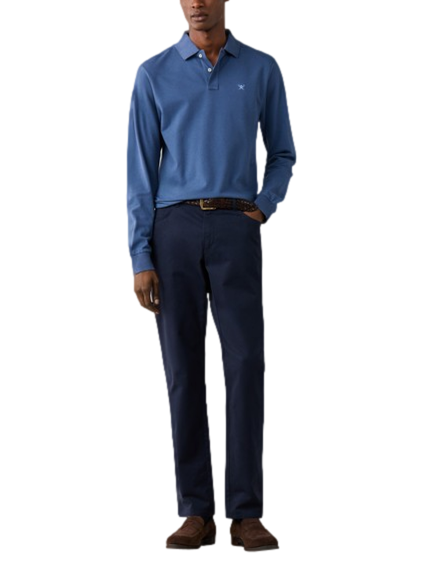 Langarm-Poloshirt aus Baumwollstrick HACKETT Blau