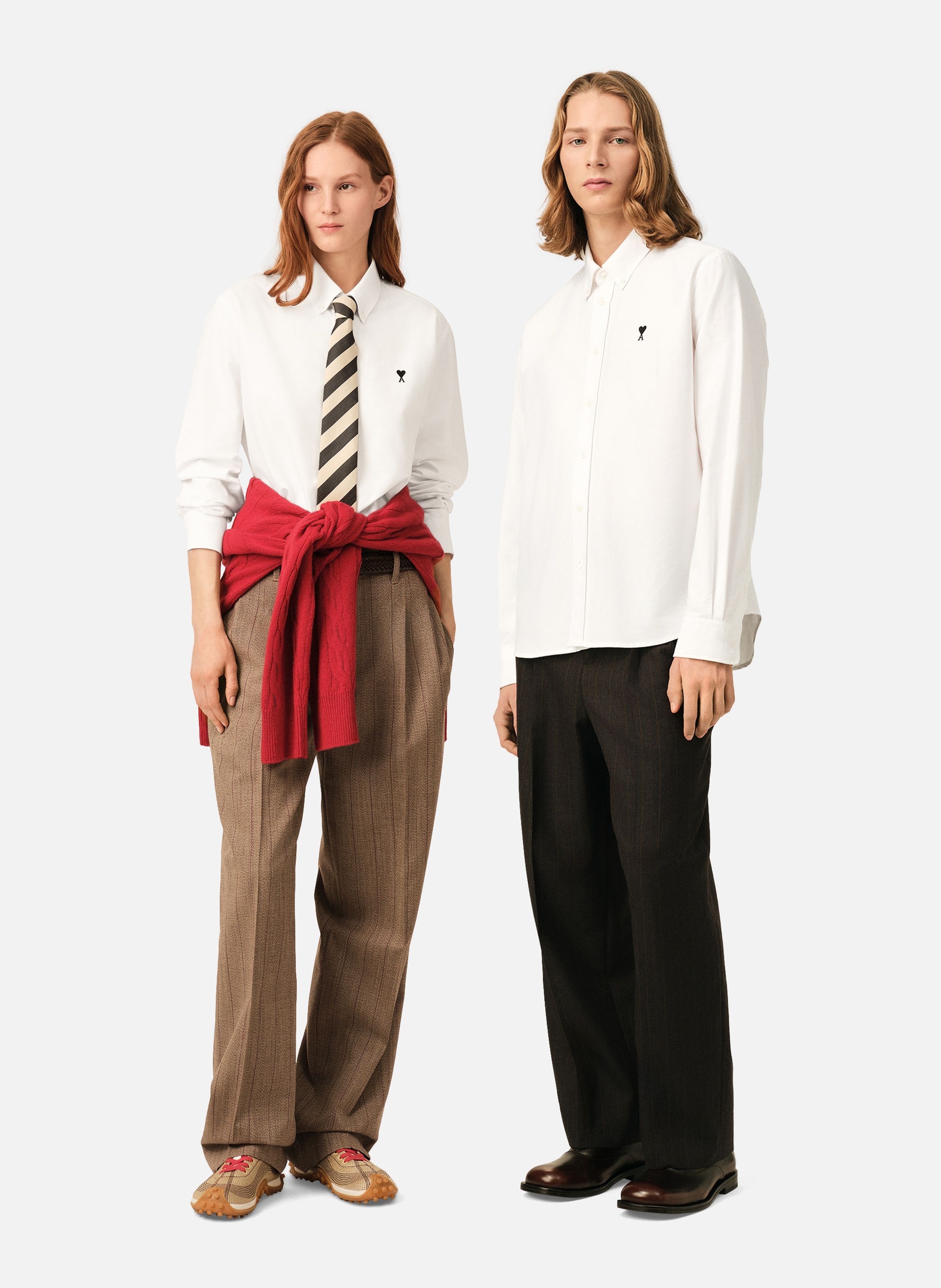 Chemise unisexe en coton ami de coeur AMI PARIS Blanc