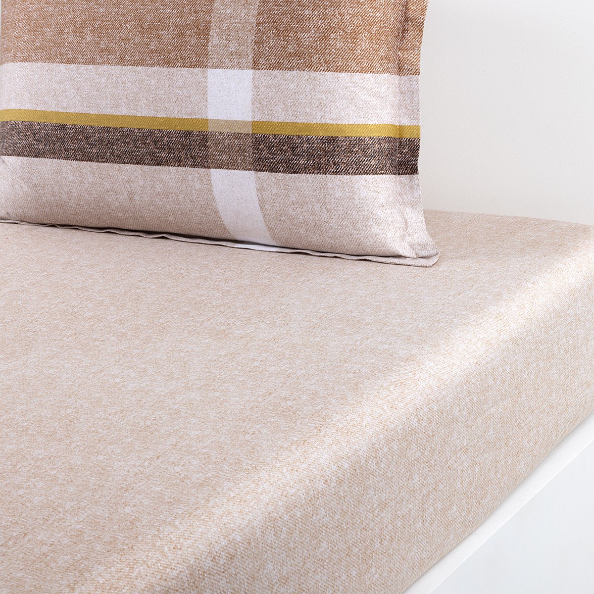 Drap housse en satin de coton, loomis BOSS HOME Marron