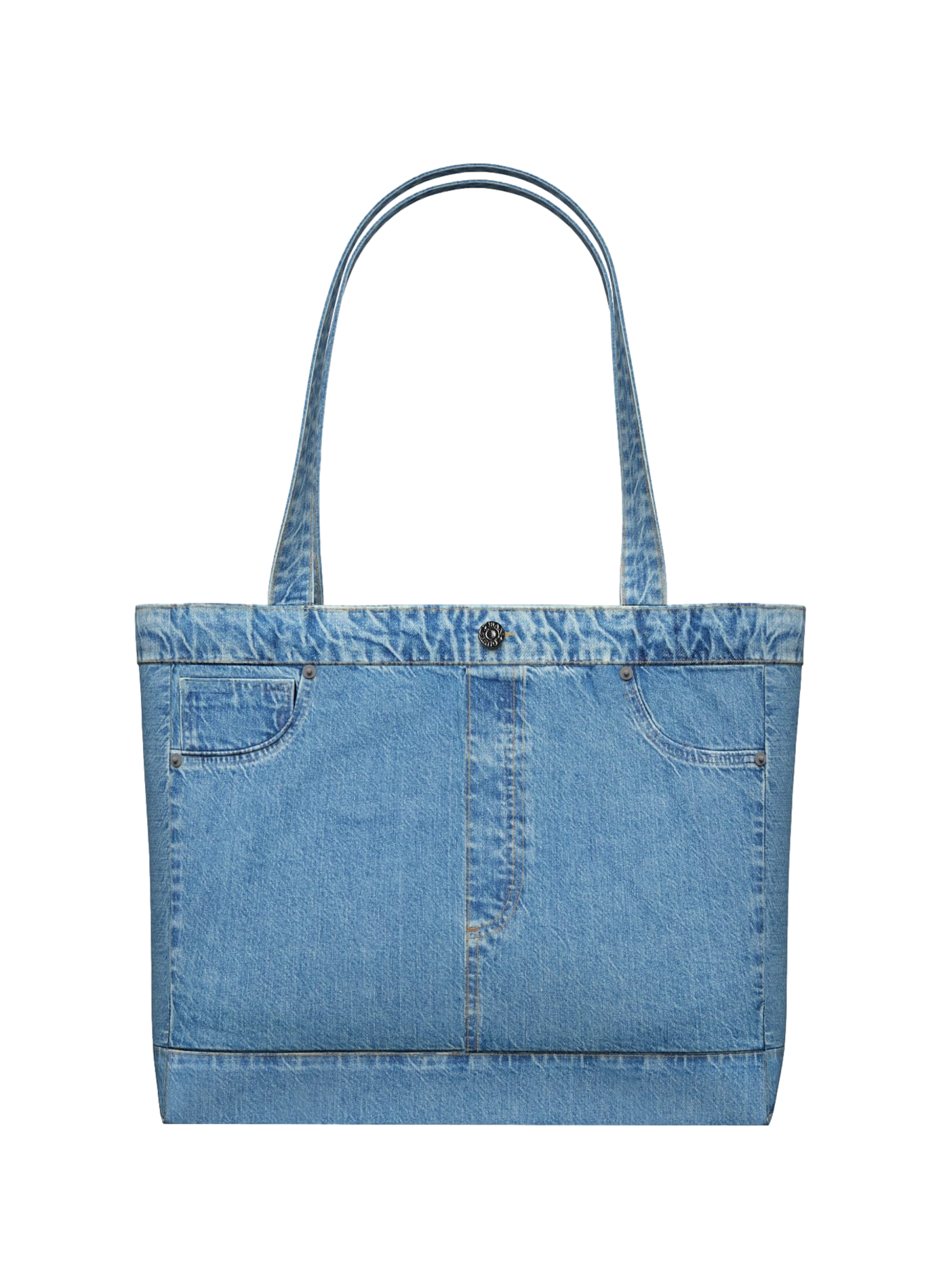 Cotton-blend denim tote bag GUESS Blue