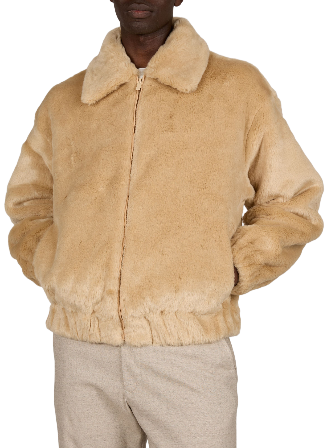 Straight coat with classic faux fur collar DROLE DE MONSIEUR Beige