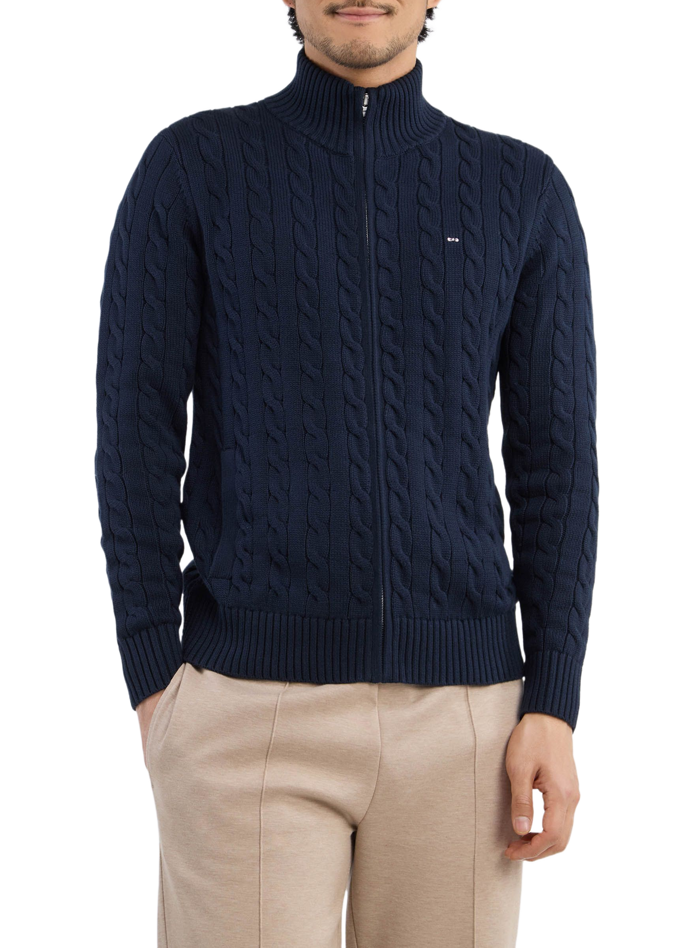 Cardigan à mailles torsadées en coton EDEN PARK Blau