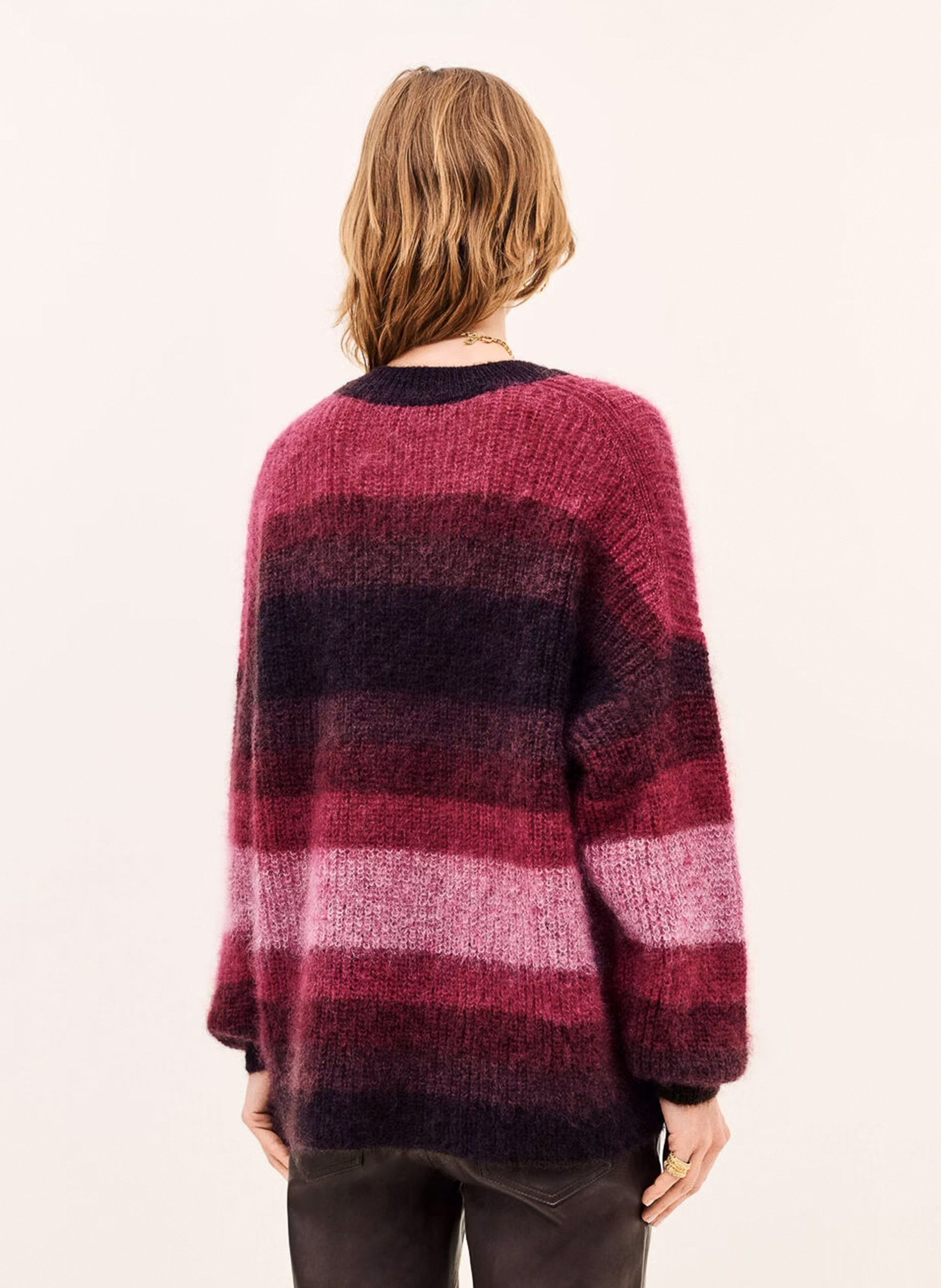 Pull ample col rond rayé en laine mélangée rivas BA&SH Violet