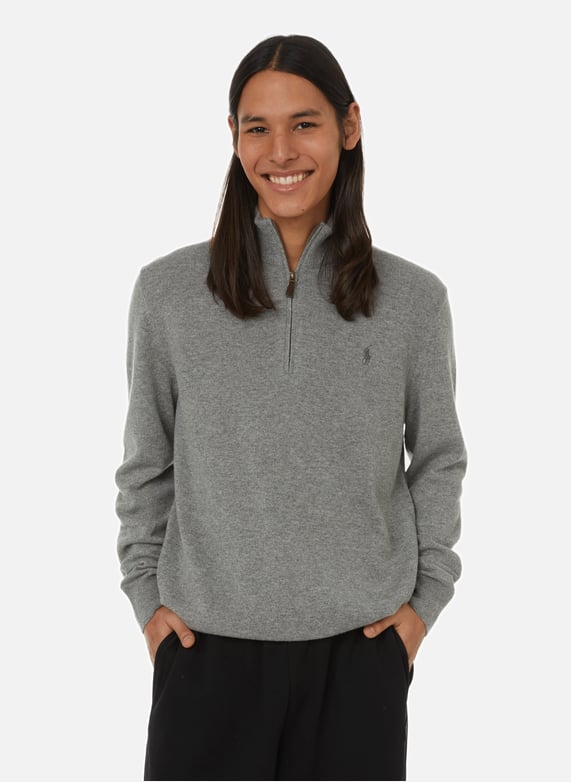 Pull col zippe en laine Gris