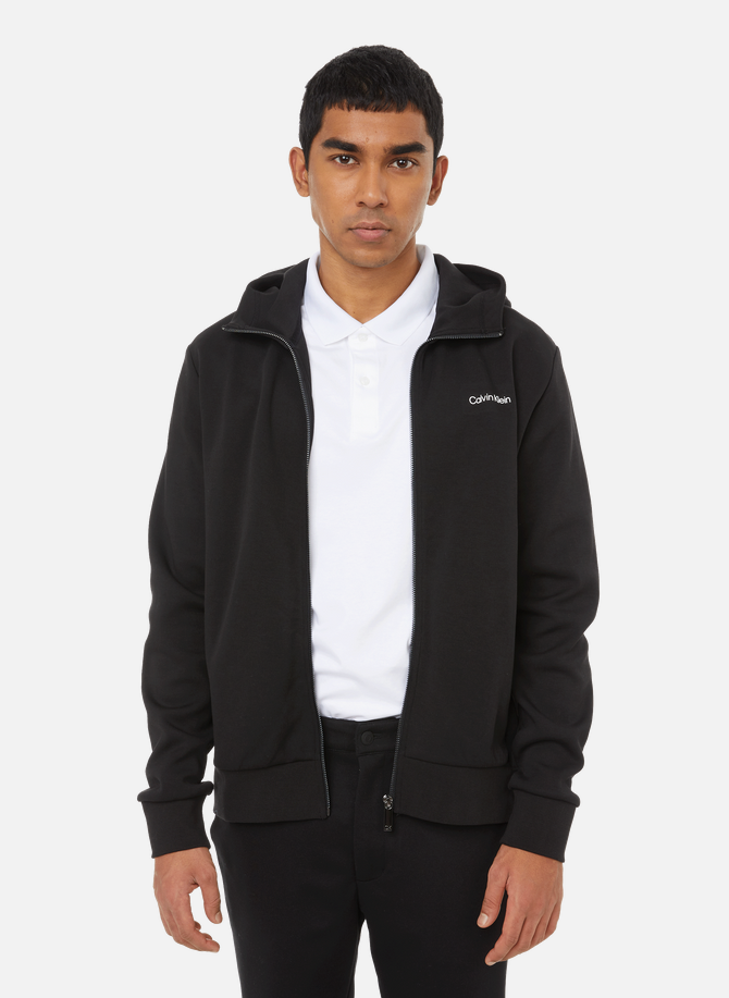 Zip-up cotton and recycled polyester hoodie CALVIN KLEIN