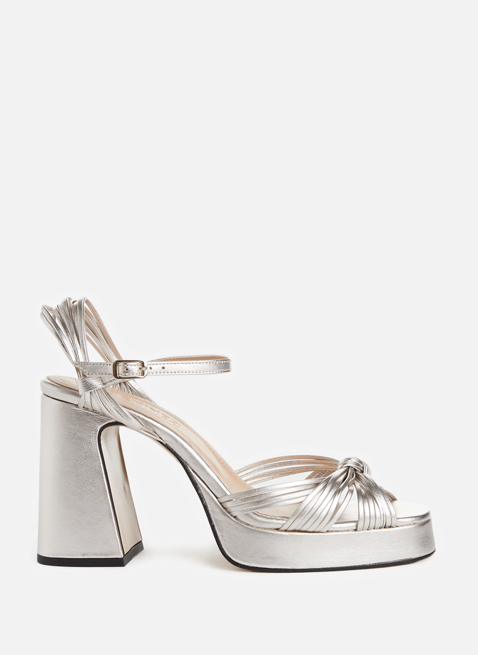 Metallic leather heeled sandals SOULIERS MARTINEZ