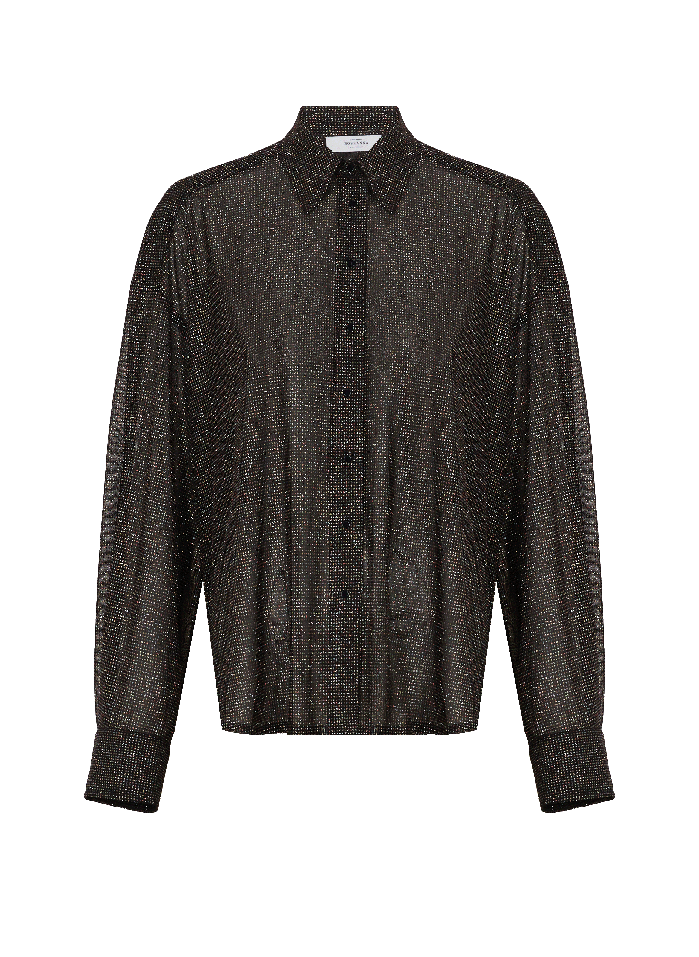 Transparent rhinestone shirt ROSEANNA Black