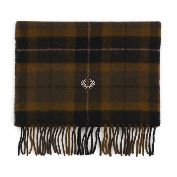 Fred Perry Wool Check Scarf In Brown
