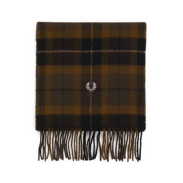 Fred Perry Wool Check Scarf In Brown