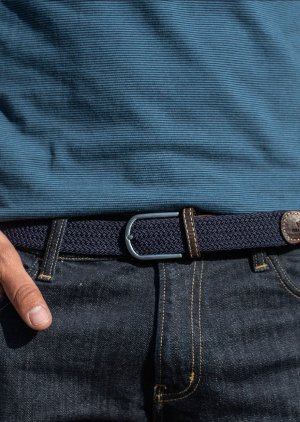 Ceinture tressée élastique unie BILLYBELT Bleu