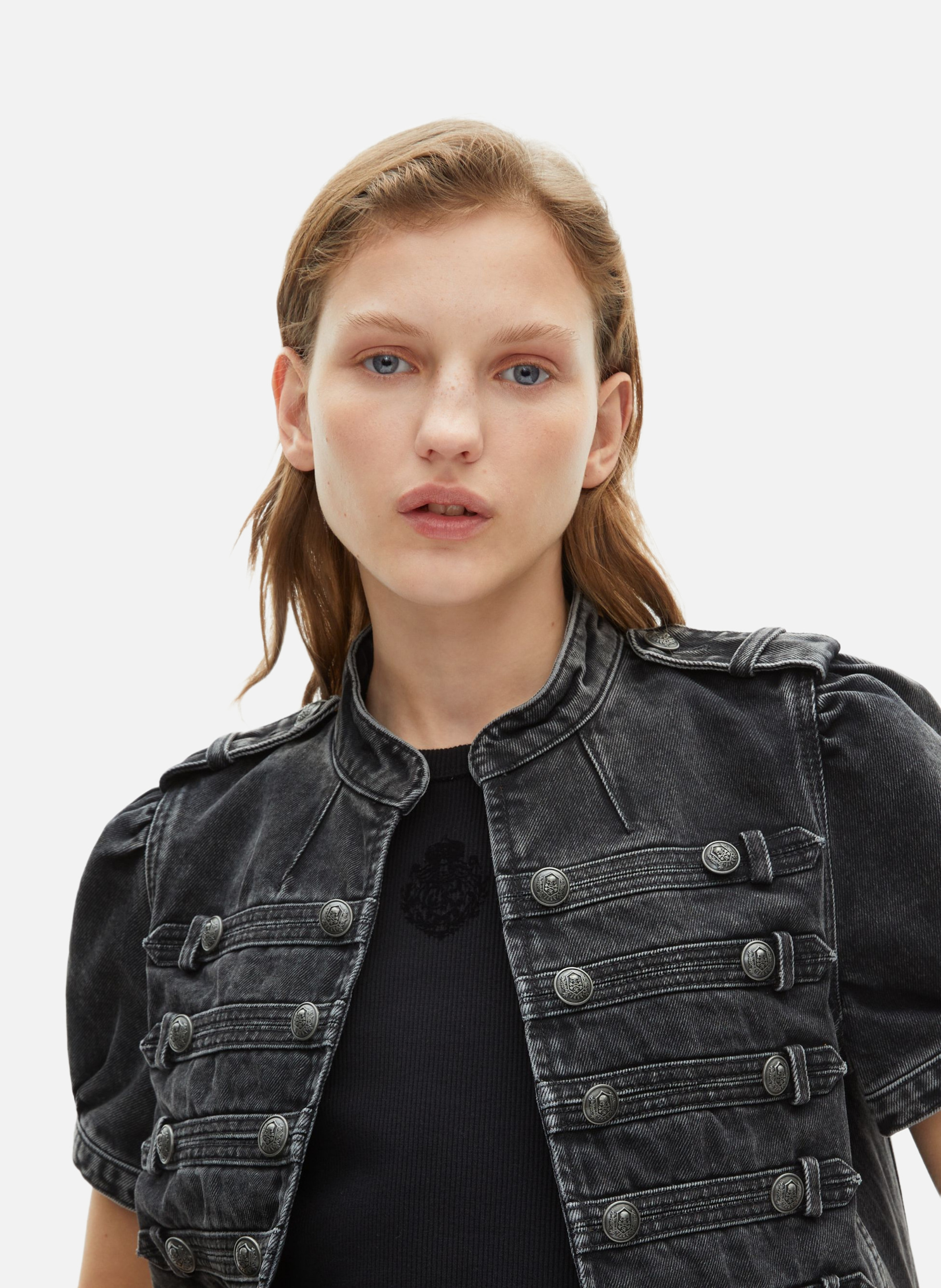 Blouson manches courtes style officier en denim THE KOOPLES 